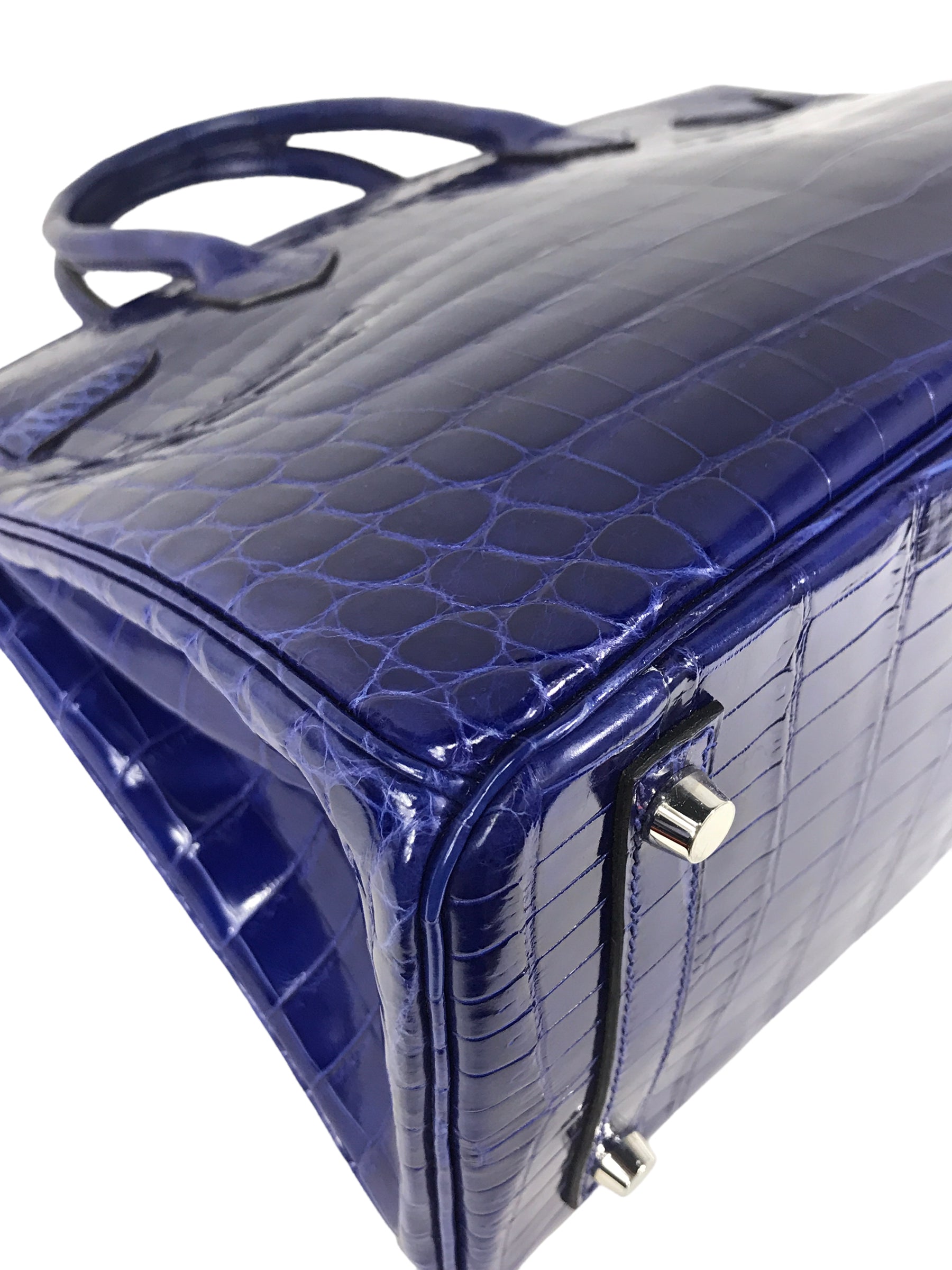 Blue Electric Croc Niloticus Birkin 30 W/ SHW