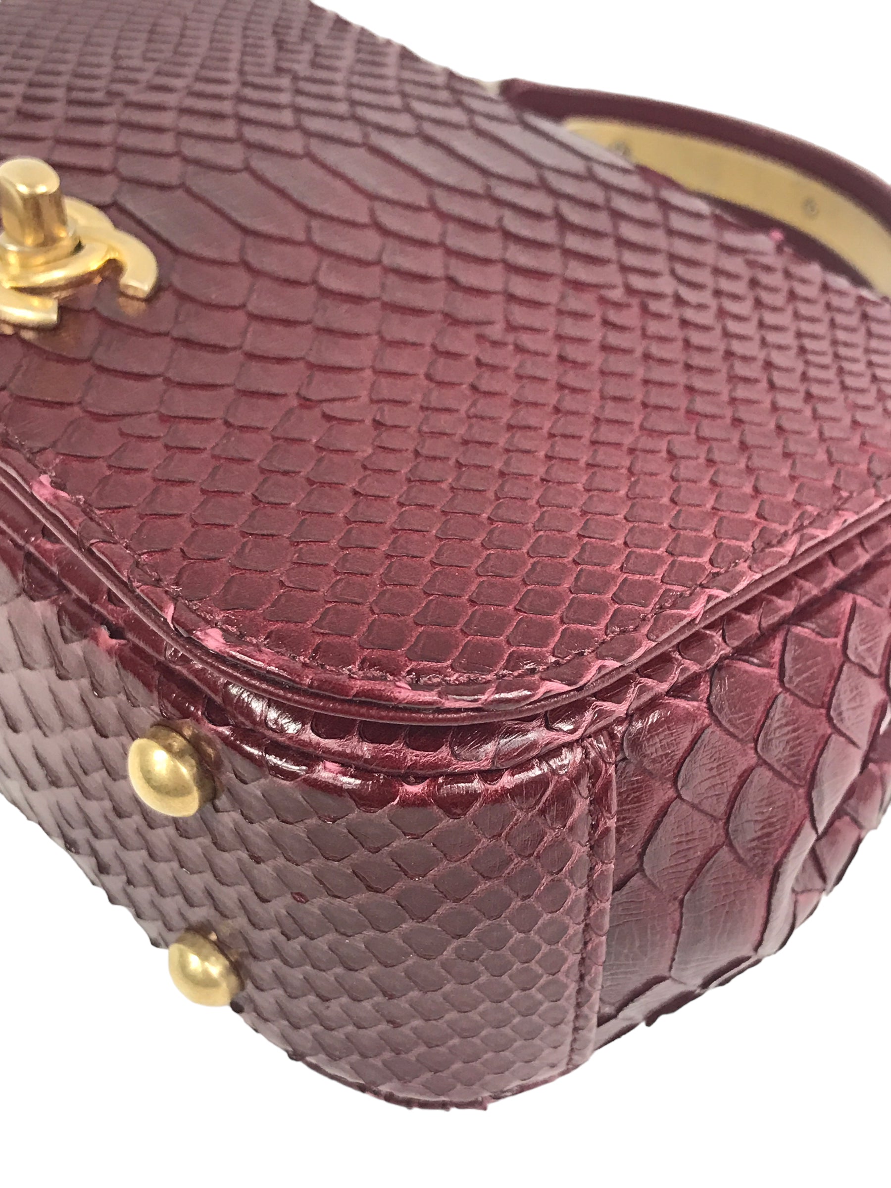 Burgundy Python “Carry Chic” Small Top Handle Flap Bag W/AGHW