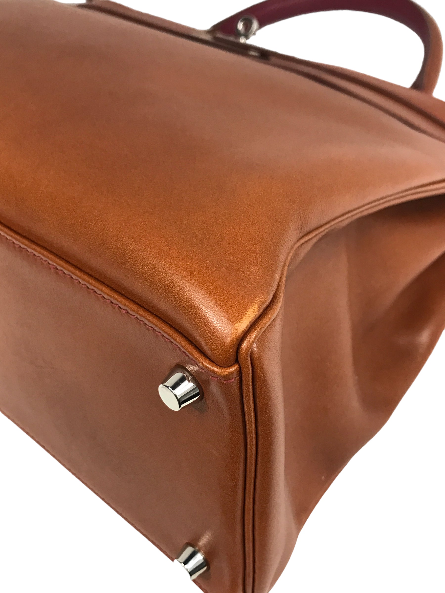 Special Order Gold Box Calf/Rouge H Chevre Mysore Leather Kelly 35 W/PHW