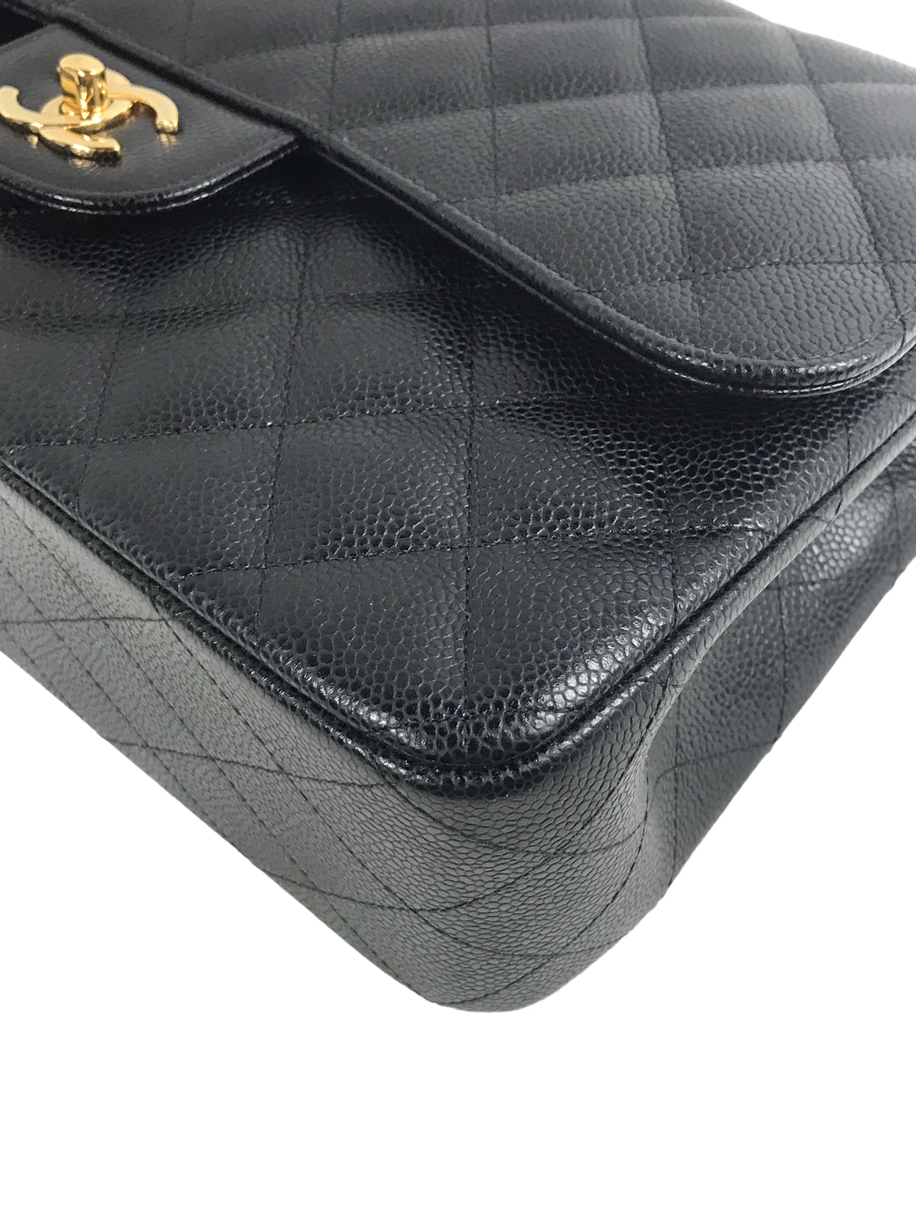 Black Caviar Double Flap Jumbo W/GHW