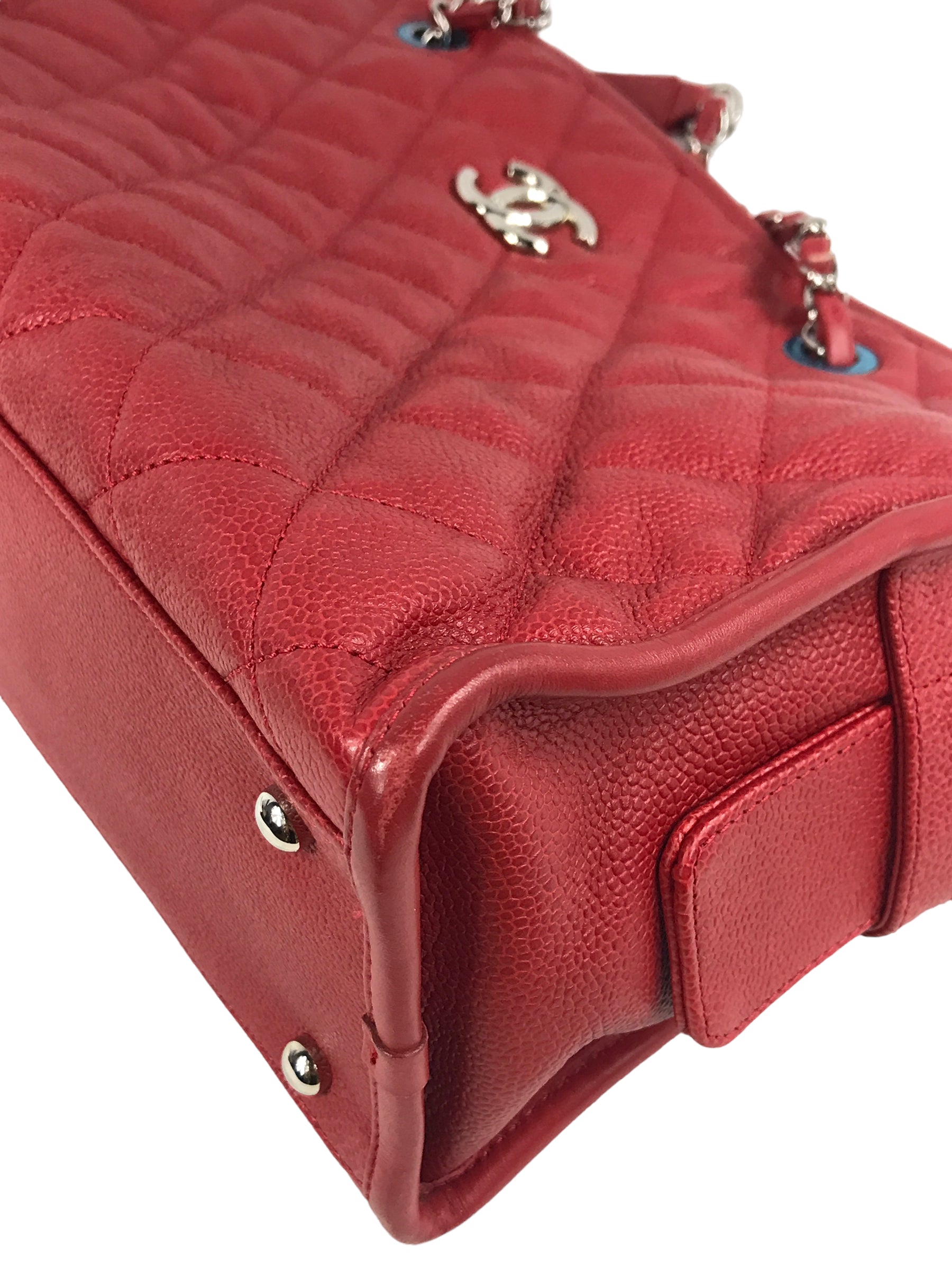 Red Caviar Quilted French Riviera Tote Bag w/SHW