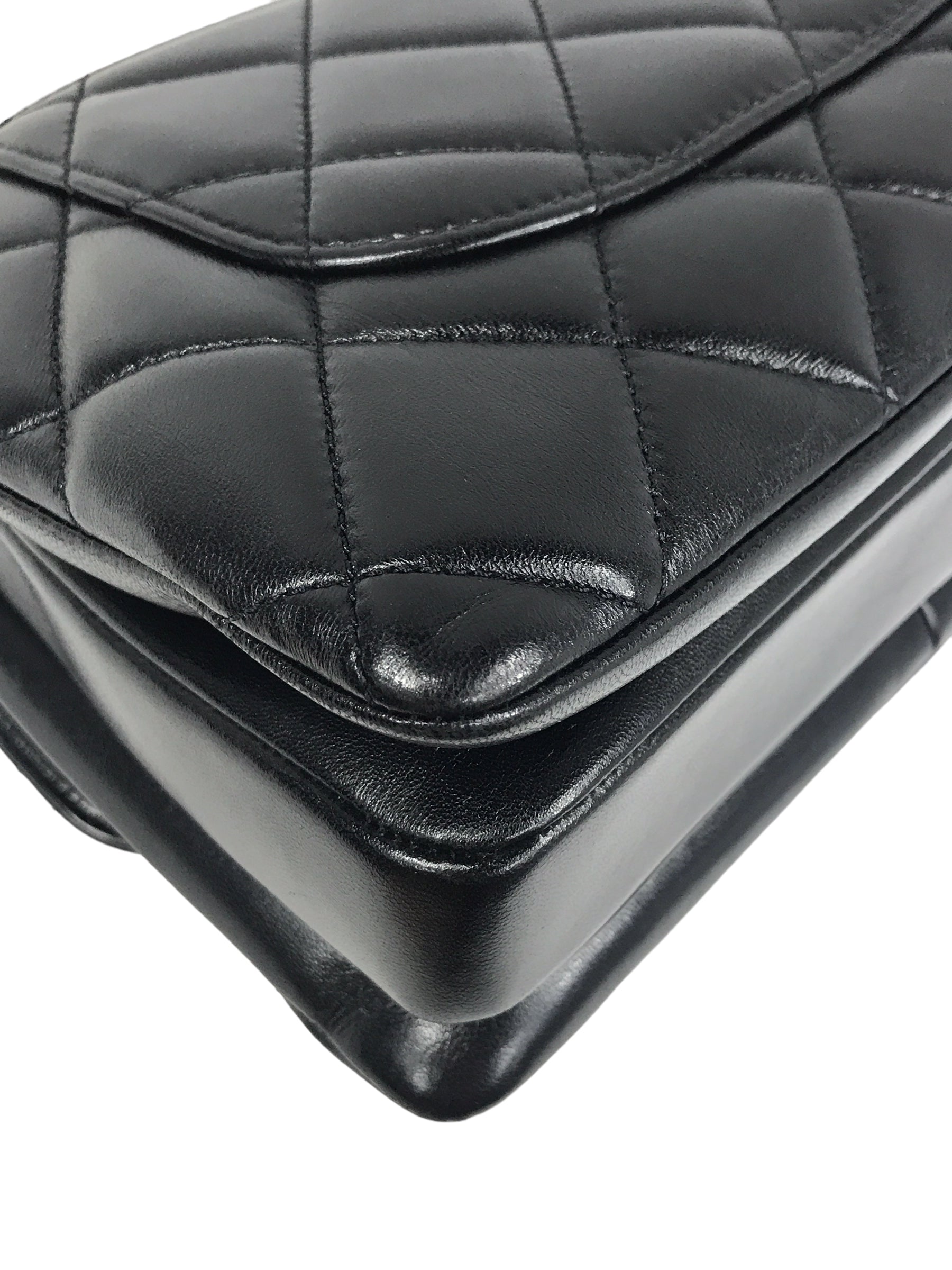 Black Lambskin Quilted Small Trendy W/GHW