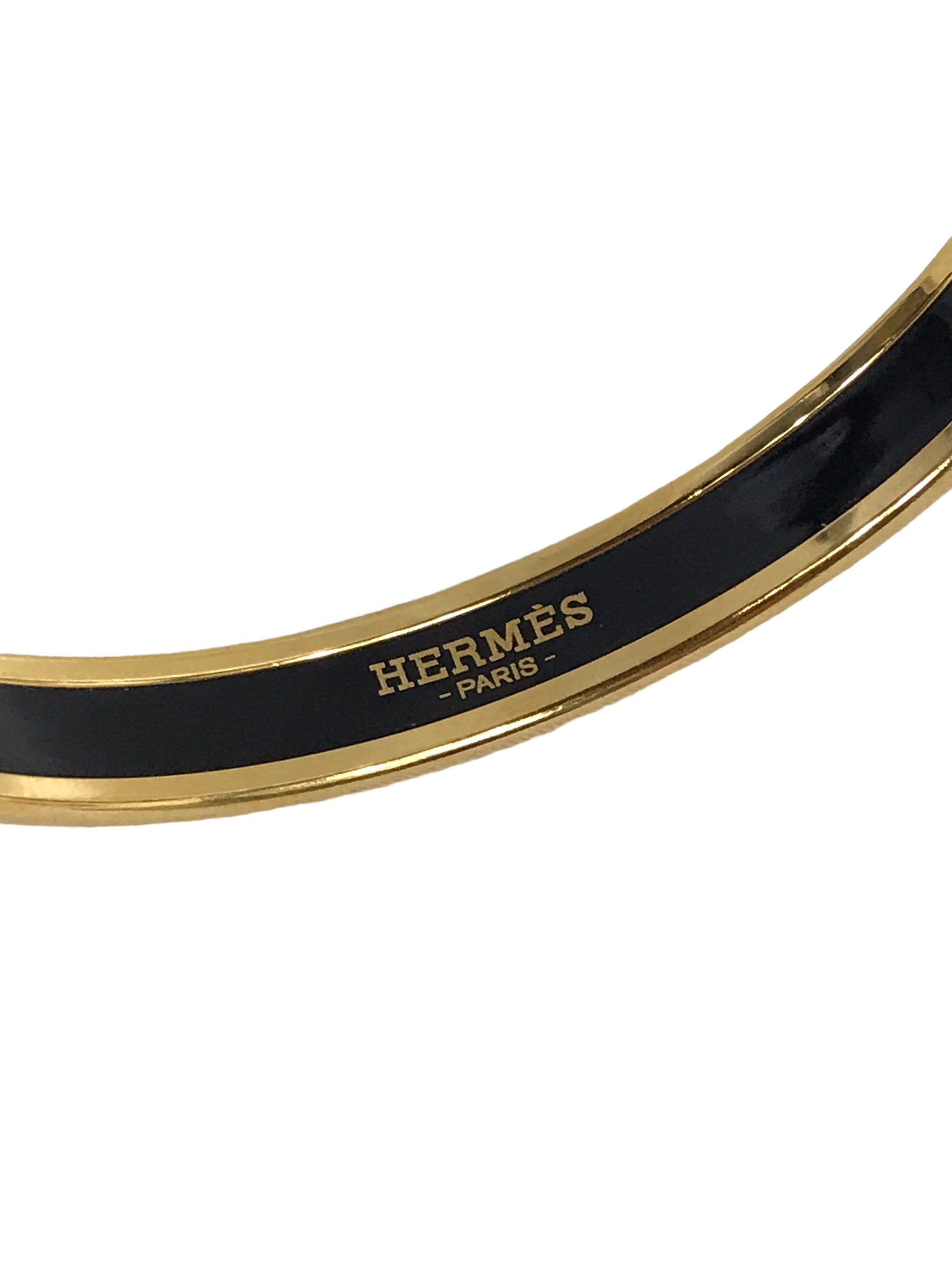 F Les Cles White/Gold Enamel Bangle w/GHW