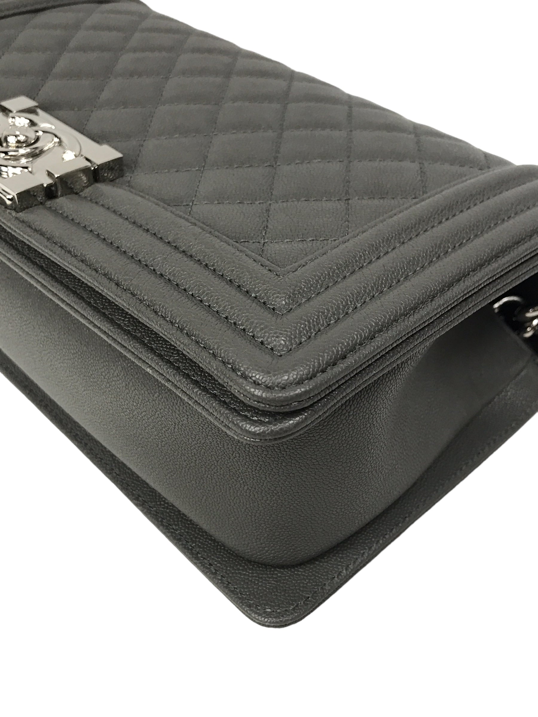 Grey Caviar Quilted Old Medium Boy Bag w/ SHW-ON LAYAWAY