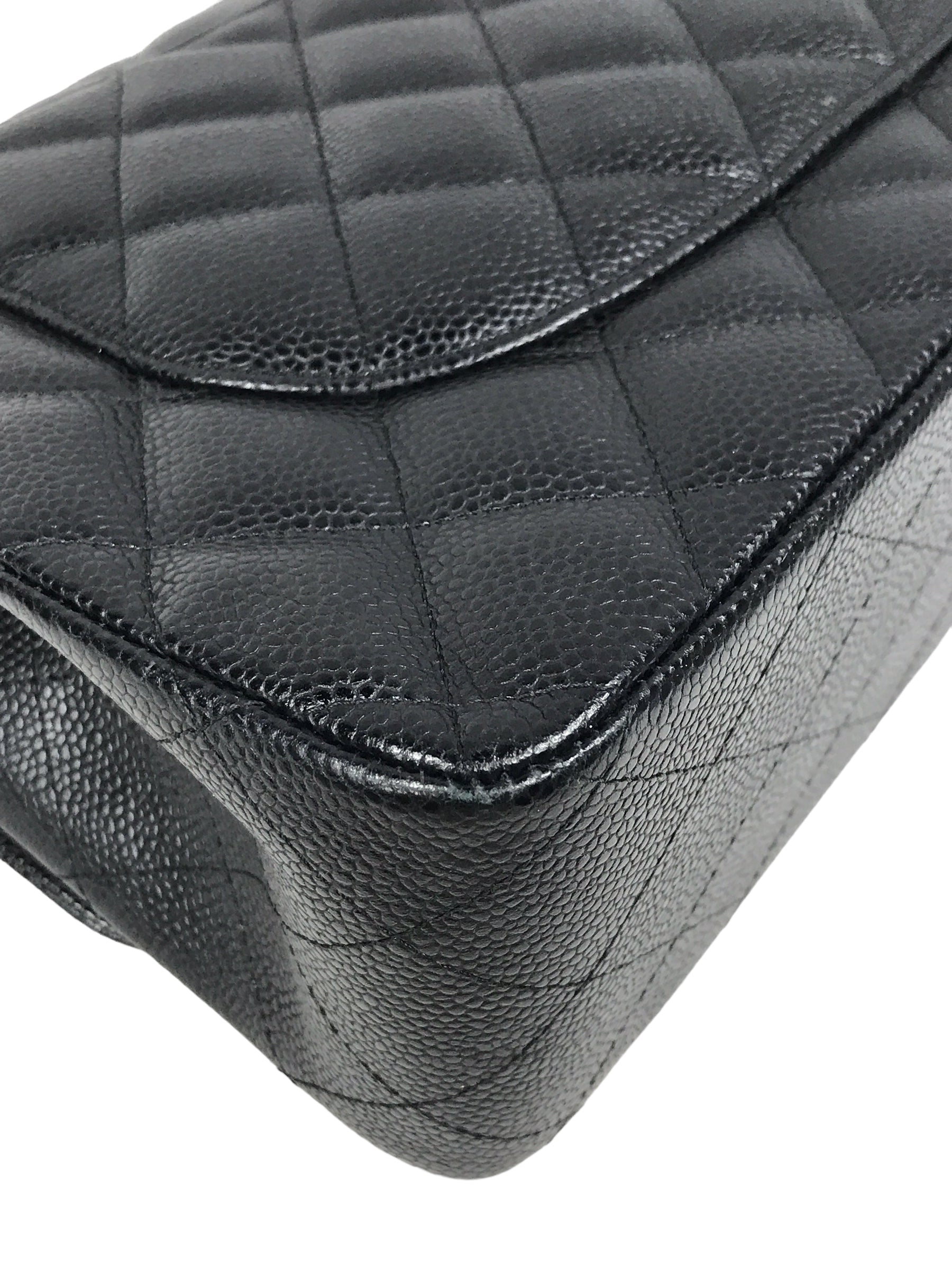Black Caviar Quilted Double Flap Jumbo w/GHW
