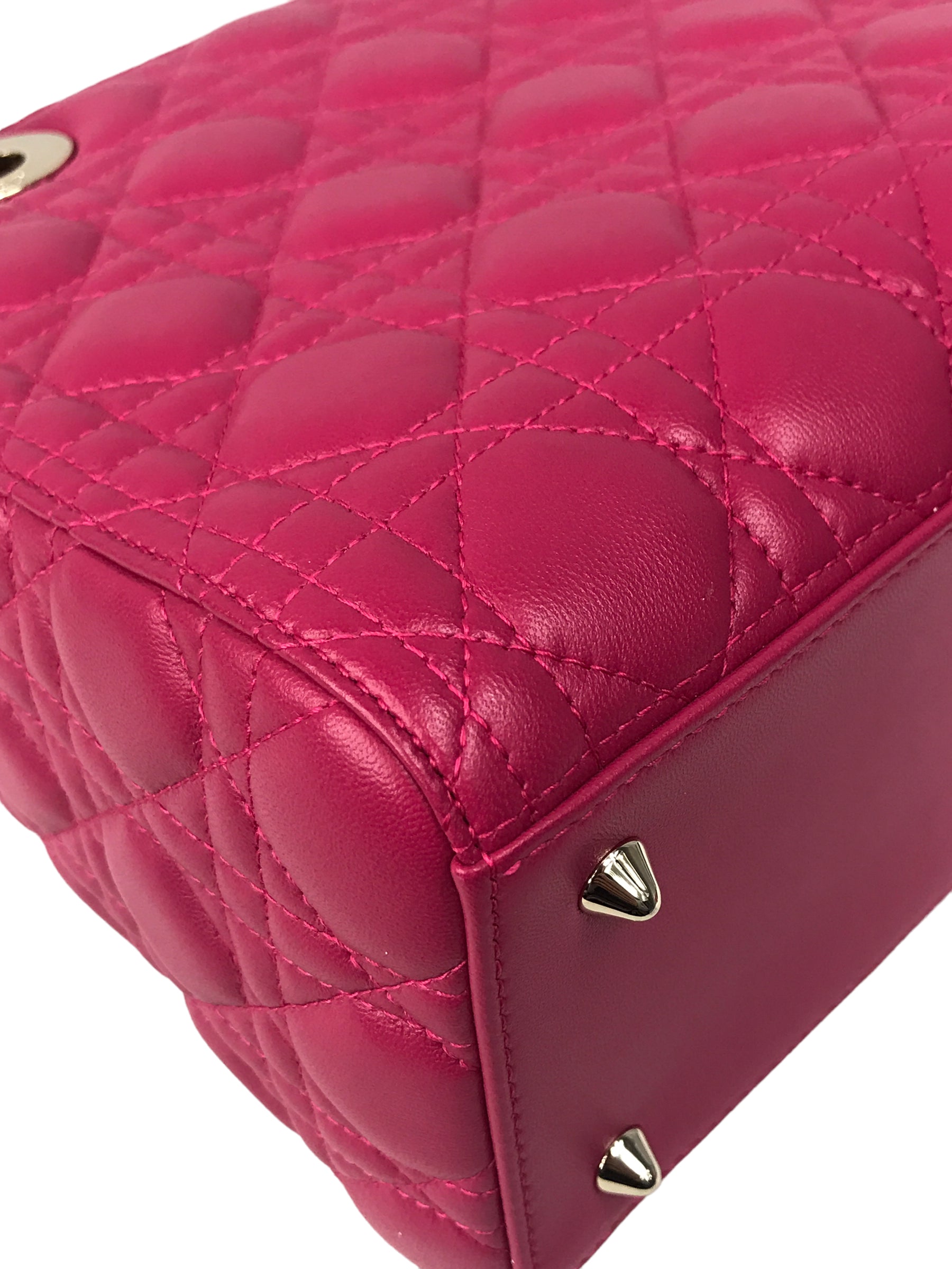 Magenta Medium Lambskin Leather Lady Dior w/GHW