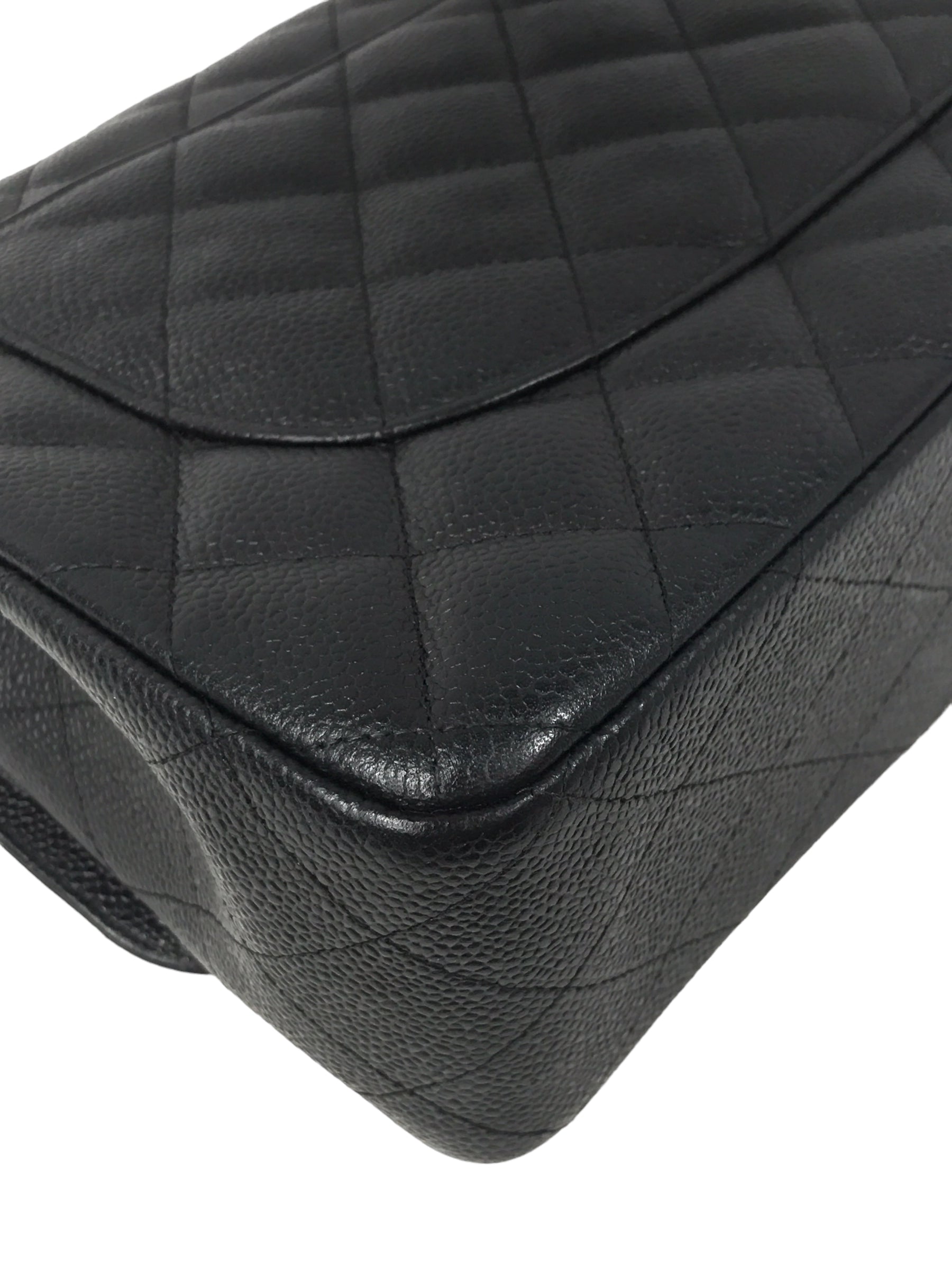 Black Caviar Quilted Double Flap Jumbo Classic Flap w/GHW
