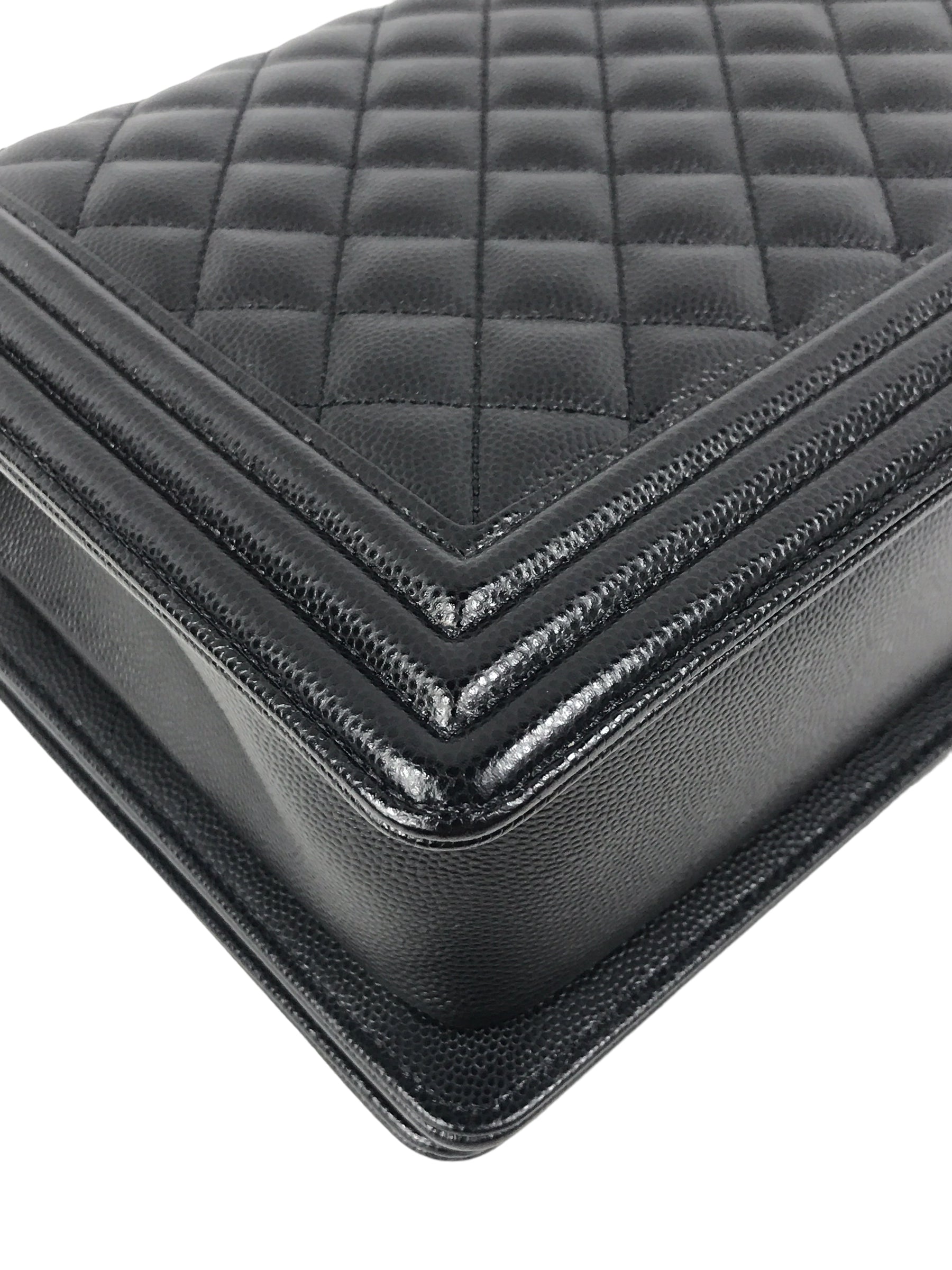 Black Caviar Quilted New Medium Boy Bag w/AGHW