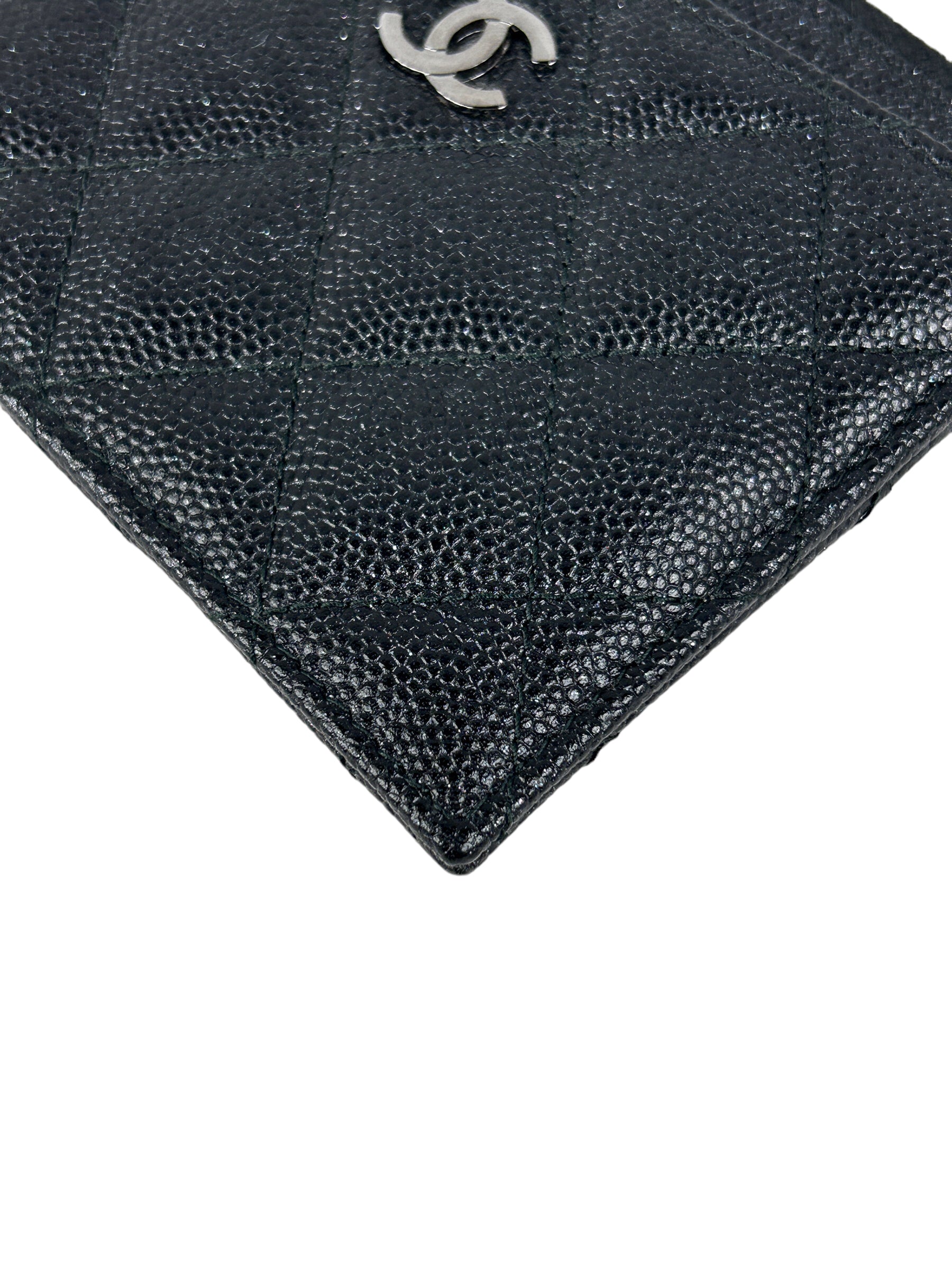 18C Black Caviar Quilted O-card Wallet w/RHW