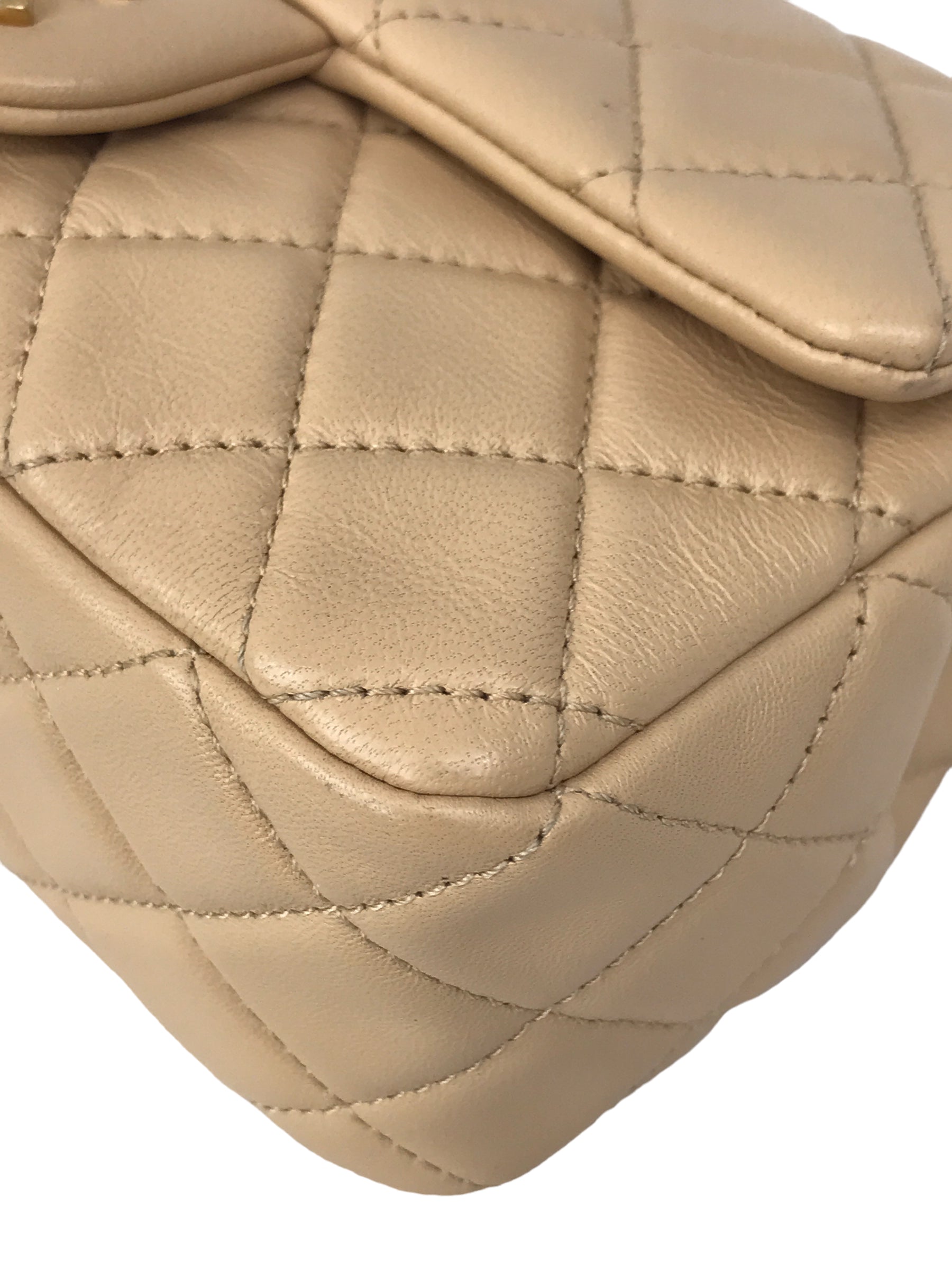 Lambskin Quilted Leather Mini Rectangle Pearl Crush w/AGHW
