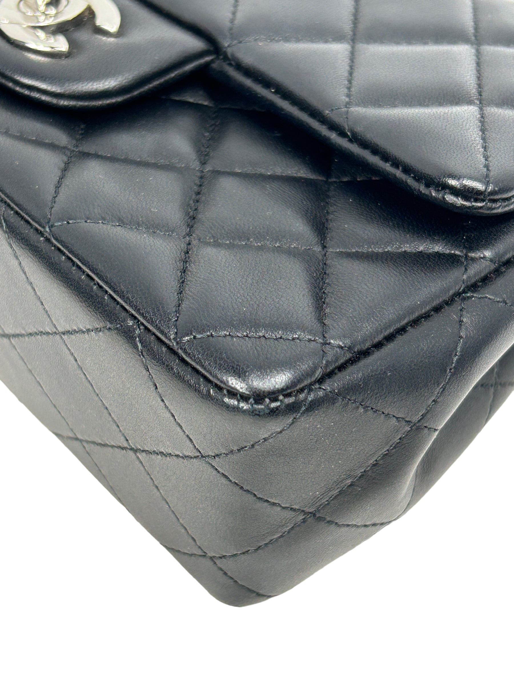 Black Quilted Lambskin Single Flap Mini Rectangle w/SHW
