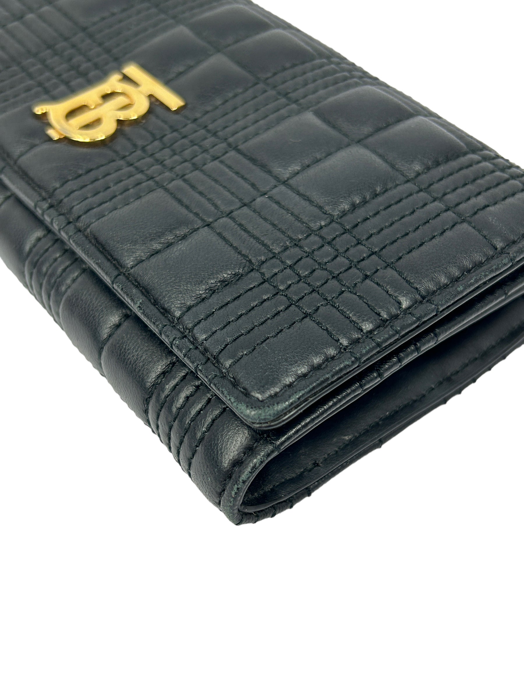 Black Quilted Lola Lambskin Leather Wallet