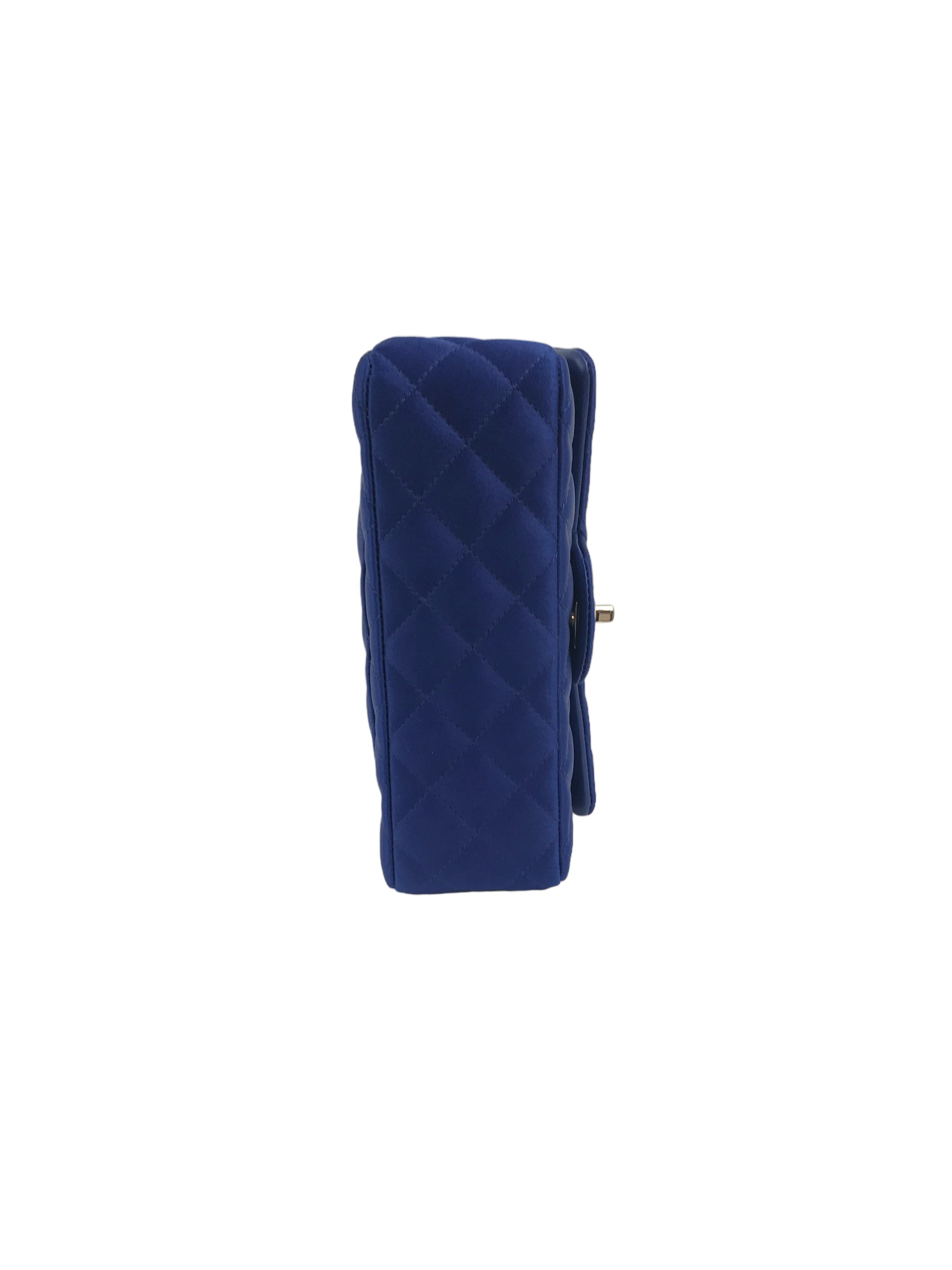 Blue Satin Silk Quilted Single Flap Mini Rectangle w/GHW