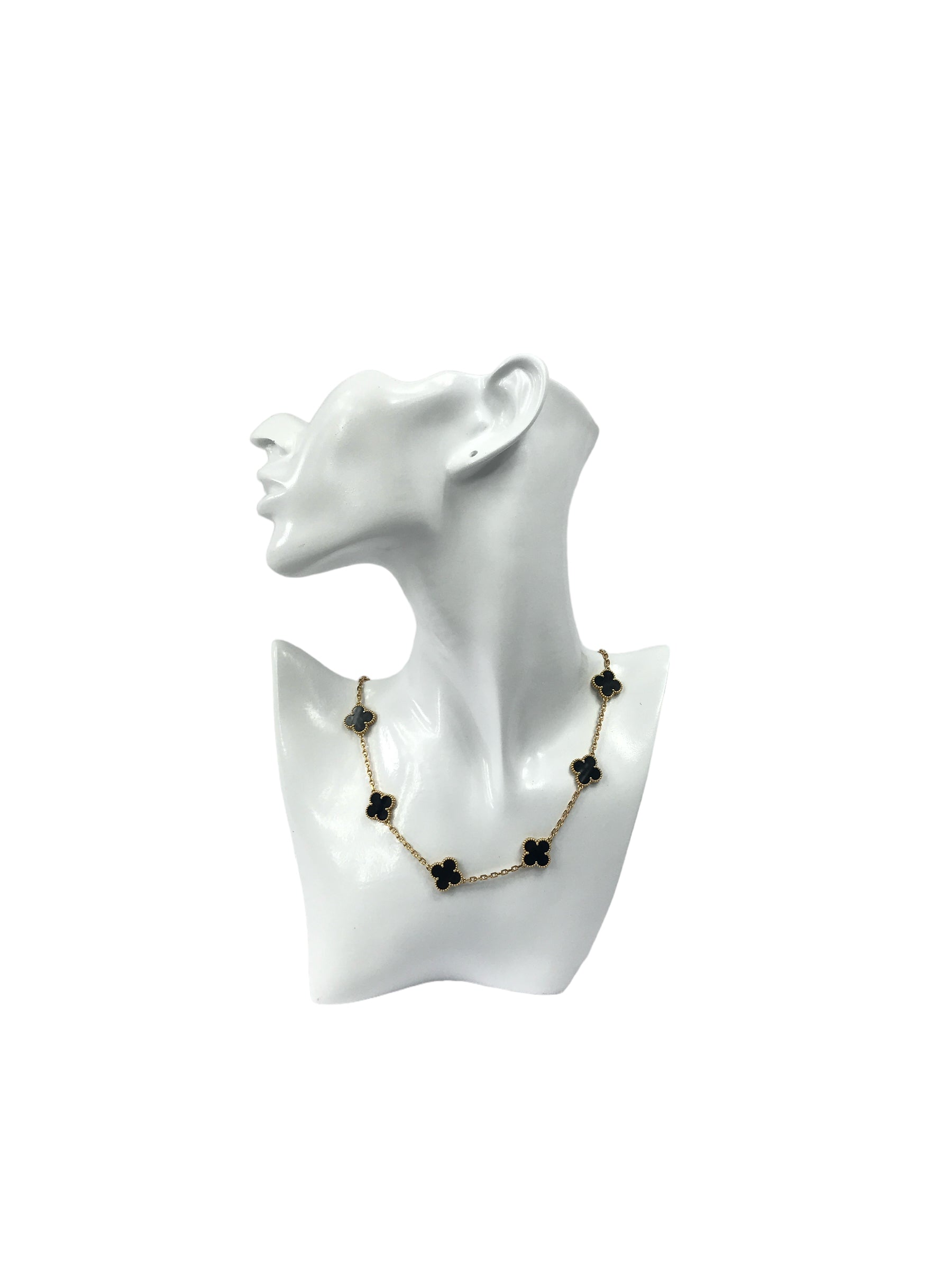 Alhambra Onyx 10 Motifs 18K Yellow Gold Necklace