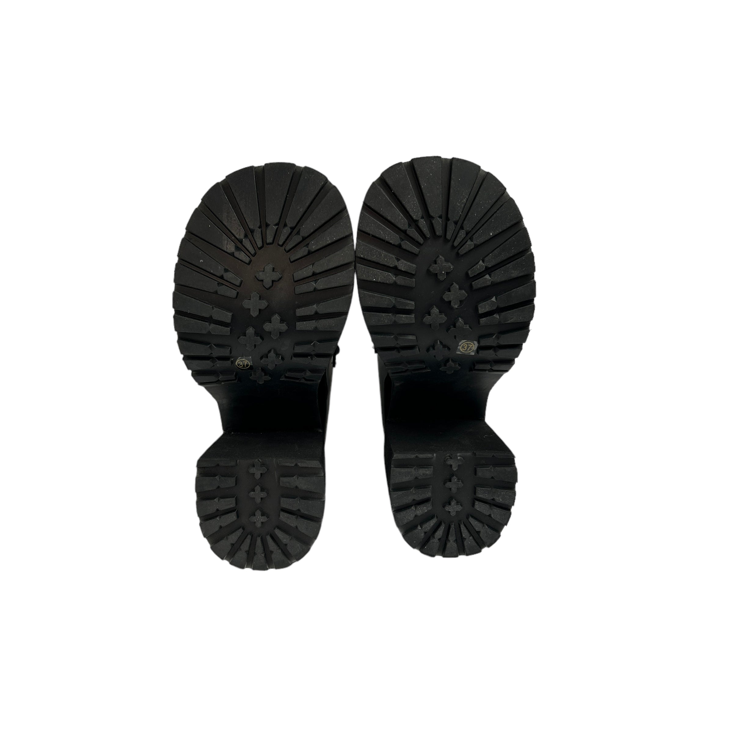 Black Faux Patent Platform Heeled Loafers