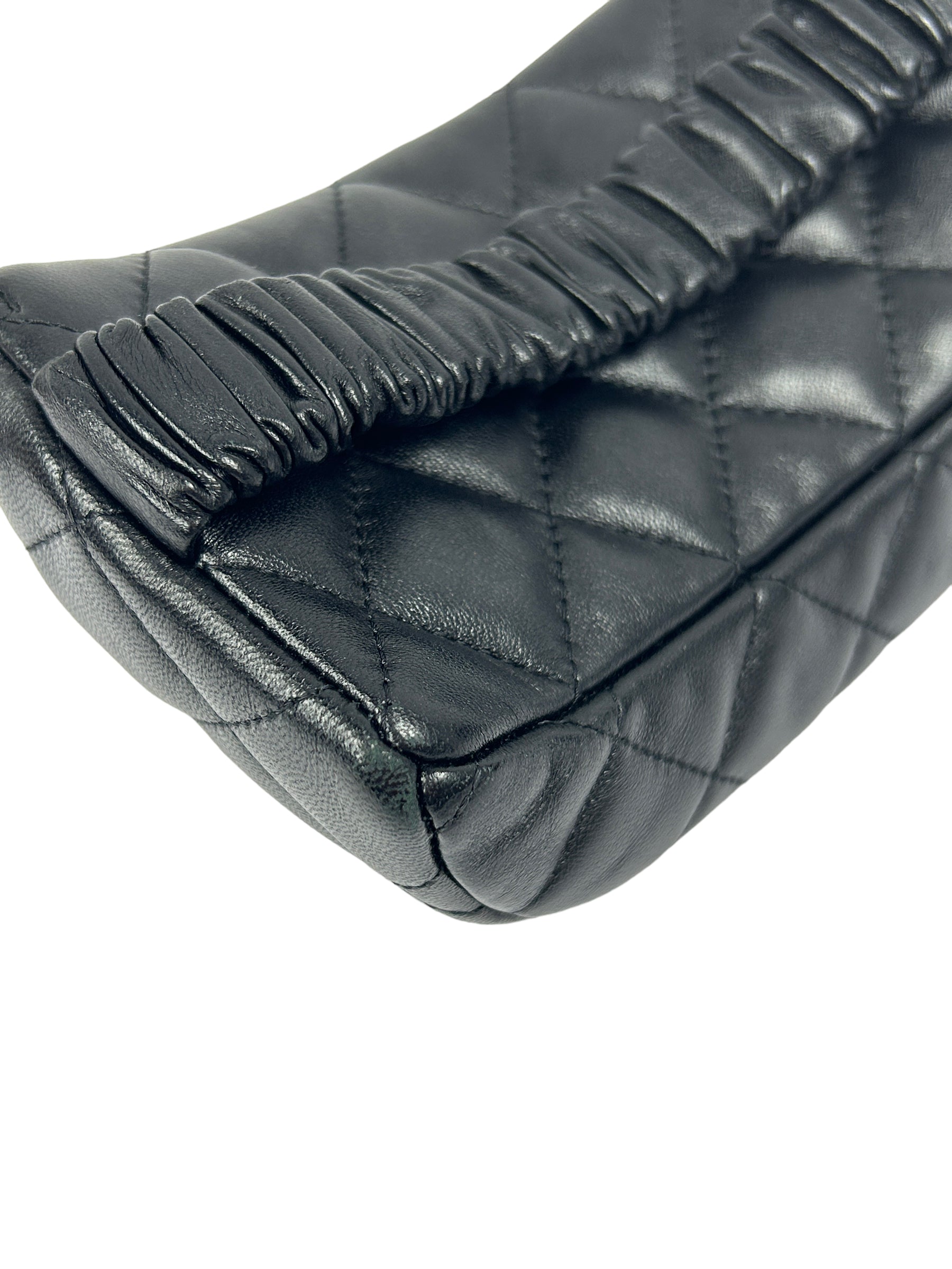 Black Quilted Lambskin Mini Arm Band Pouch w/SHW