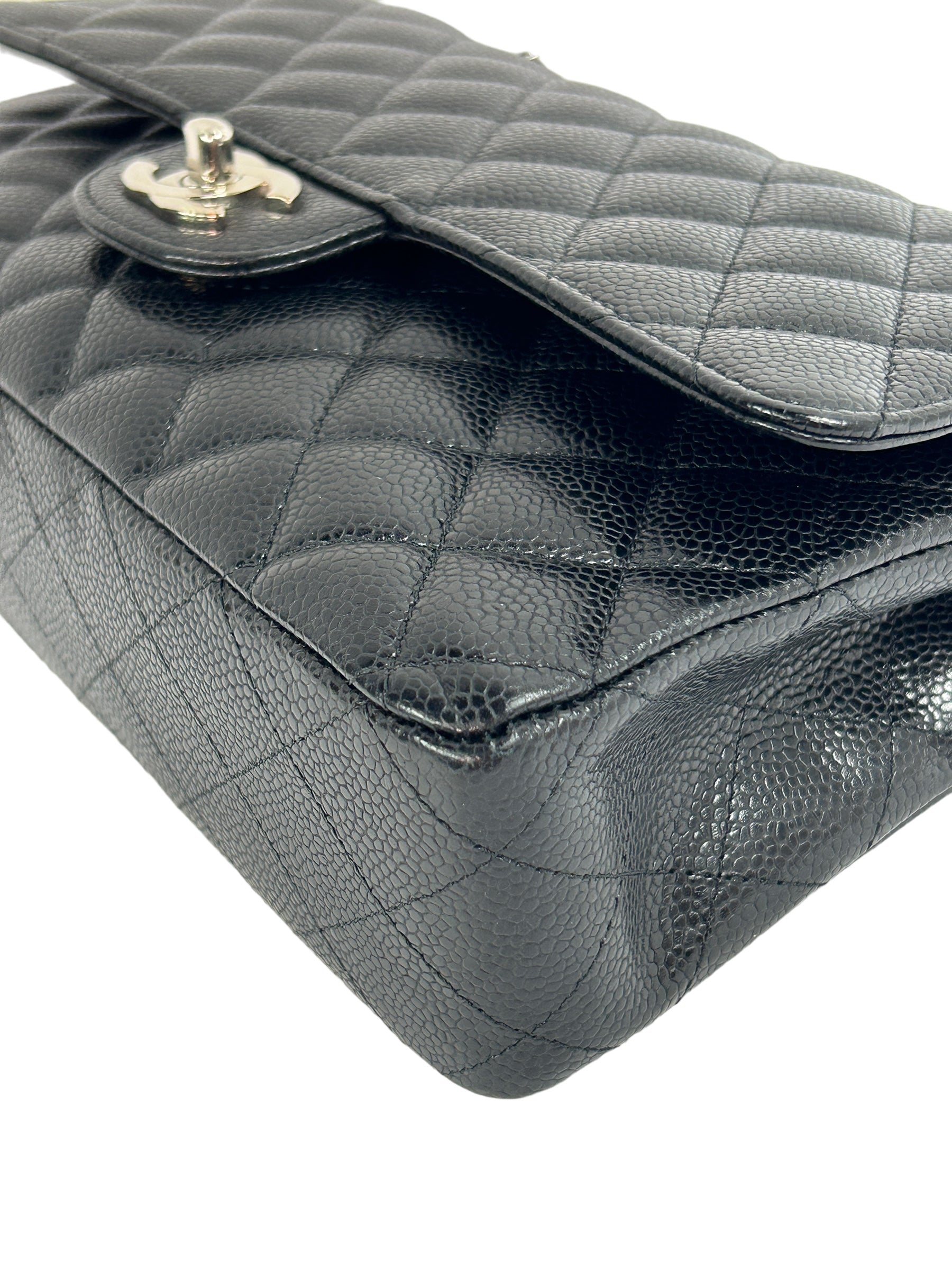 Black Quilted Caviar Double Classic Medium Flap Bag w/SHW- PENDING