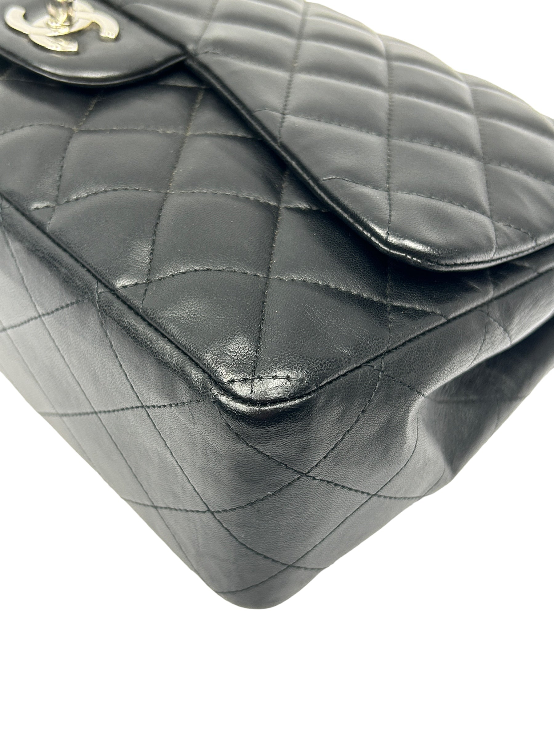 black Quilted Lambskin Single Flap Classic Jumbo w/SHW