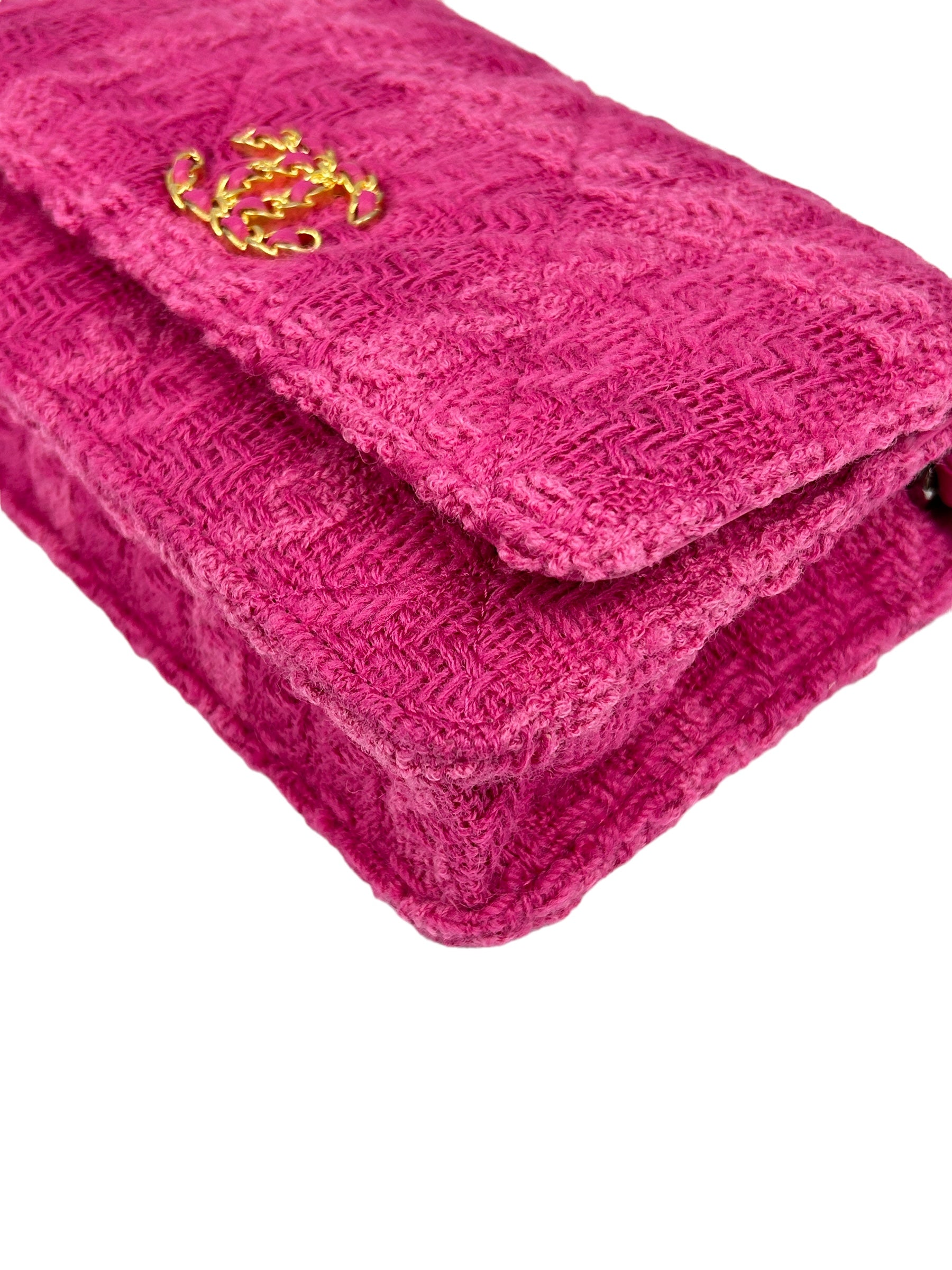 Hot Pink Tweed 19 Wallet On Chain w/AGHW/GHW/SHW/RHW- SOLD ON LAYAWAY