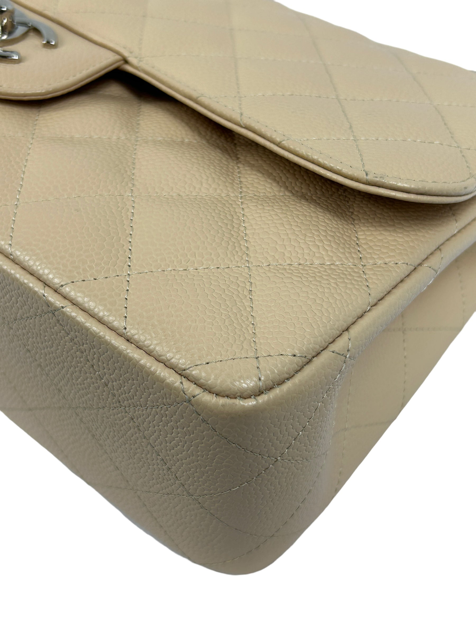 Nude Caviar Quilted Double Flap Jumbo w/SHW