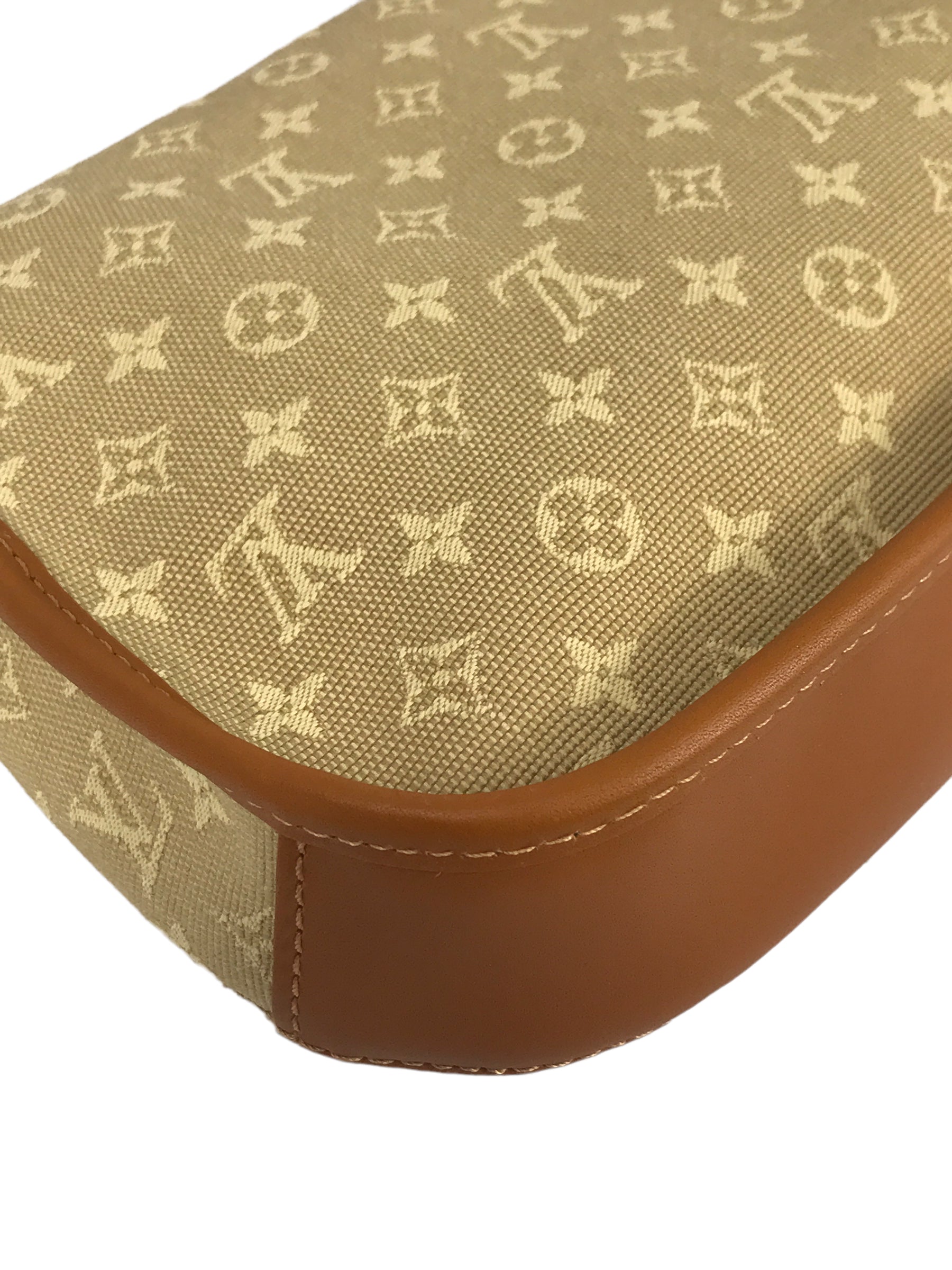 Vintage Beige Monogram Mini Lin Majorie Single Flap Shoulder Bag w/GHW