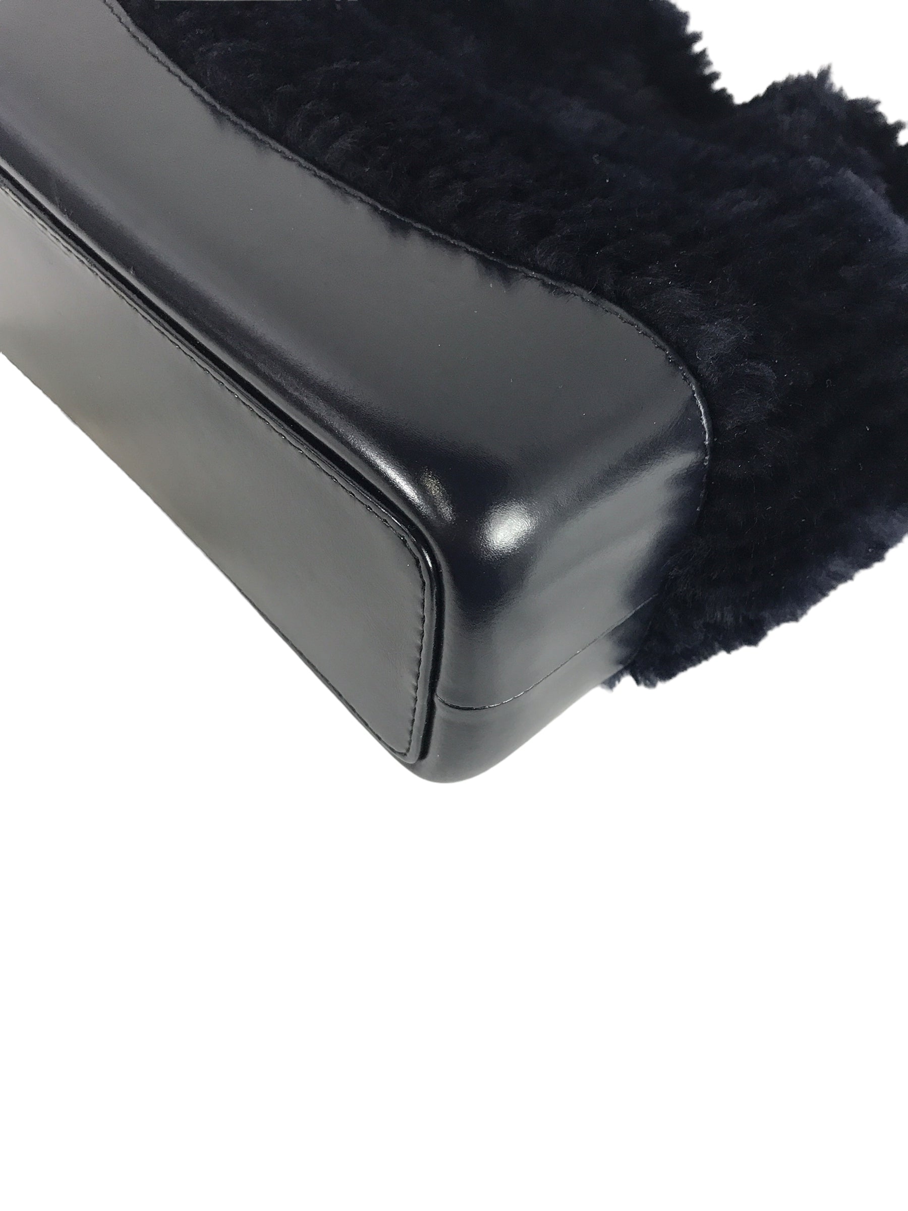 Chanel Navy Shearling/ Aged Calfskin Leather Gabrielle Backpack w/ AGHW/RHW/GHW