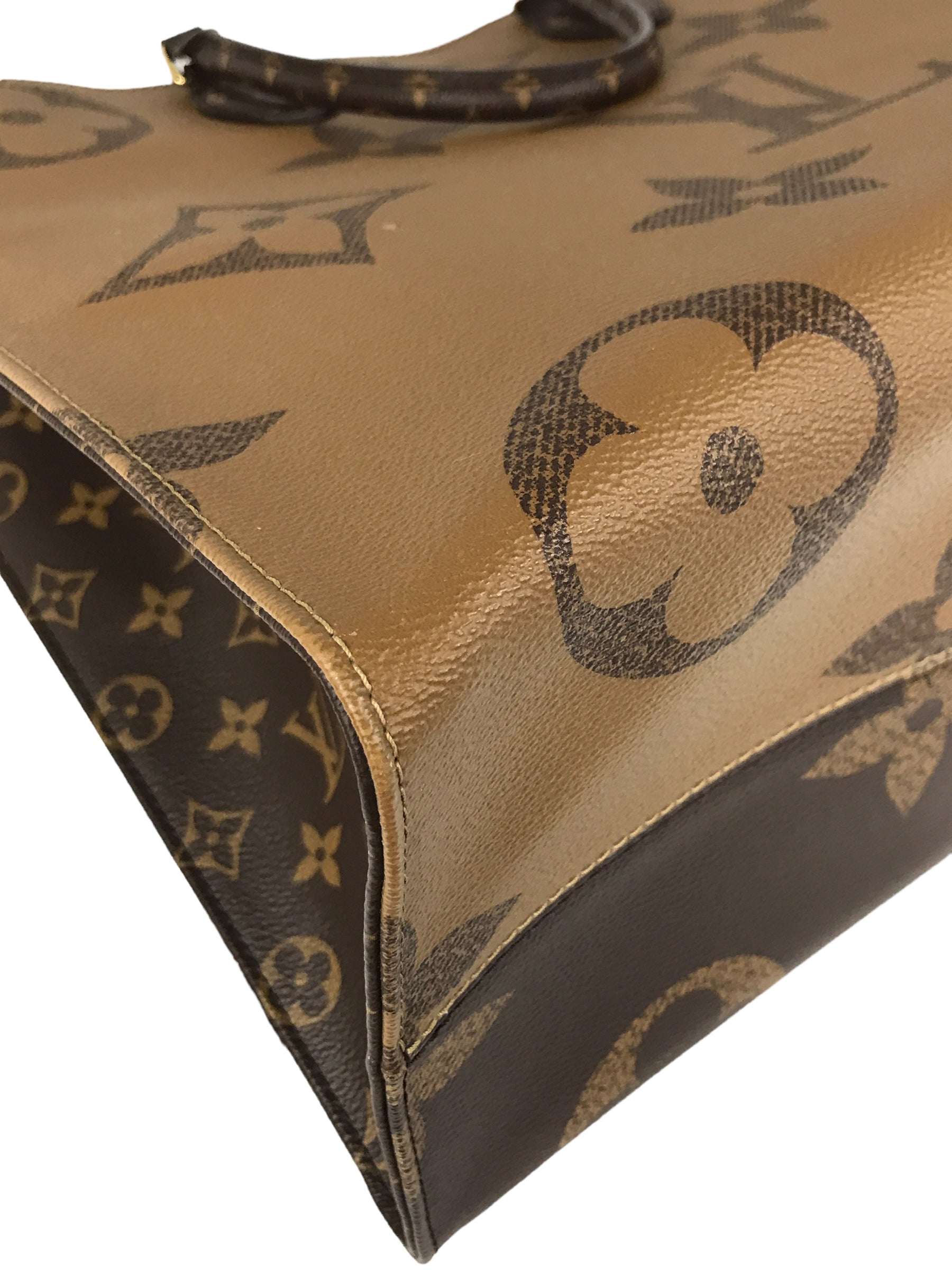 Brown Monogram Reverse Canvas OnTheGo GM Tote Bag W/GHW