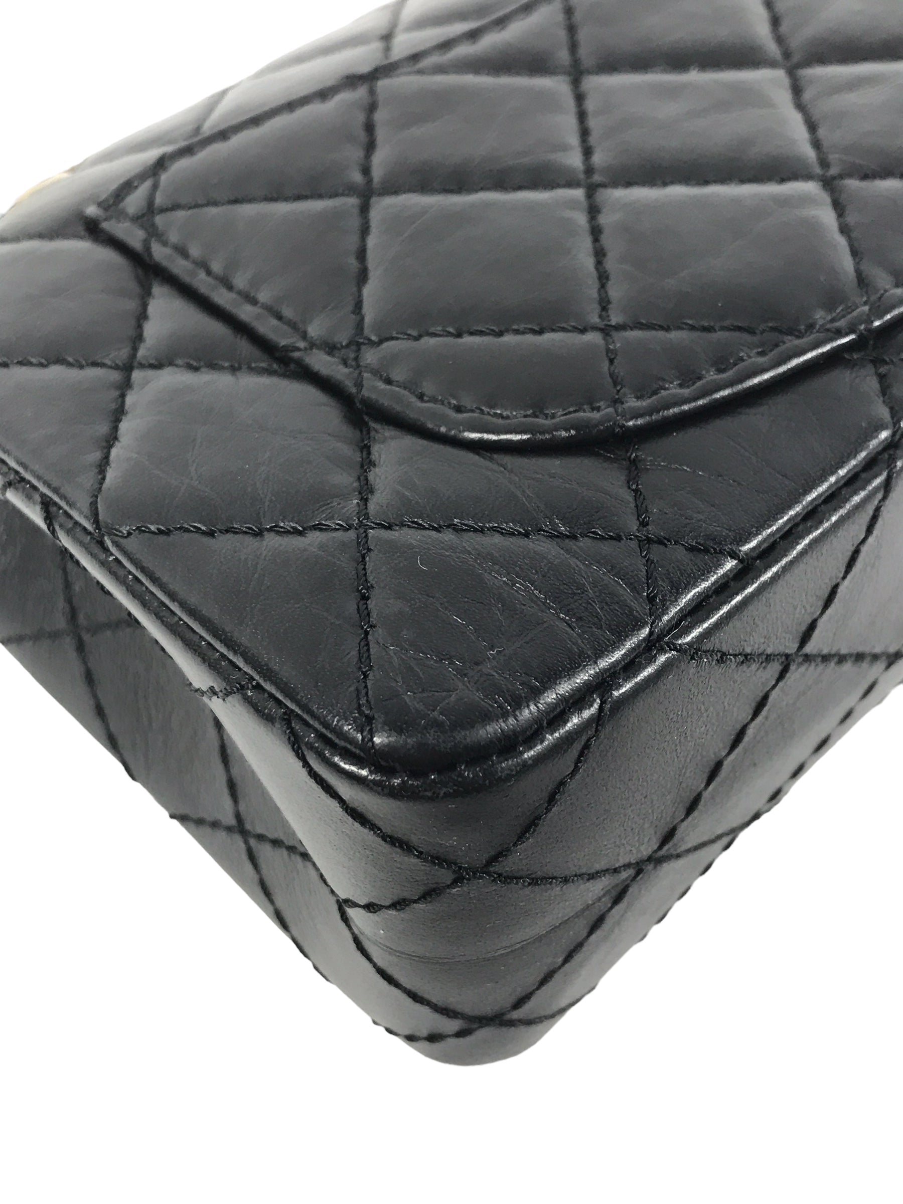 Black Quilted Crinkled Lambskin Reissue Mini 2.55 W/AGHW