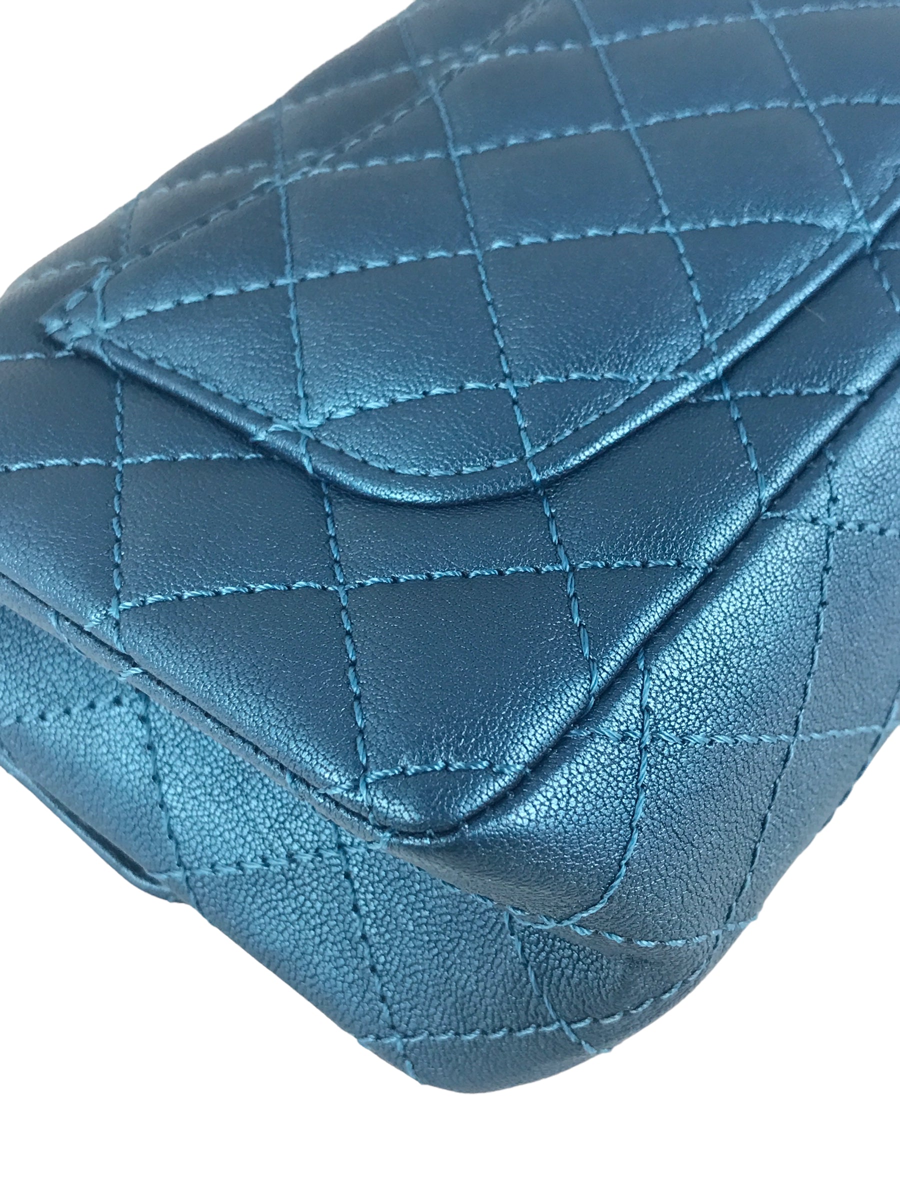 Blue Iridescent Quilted Mini Reissue W/RHW