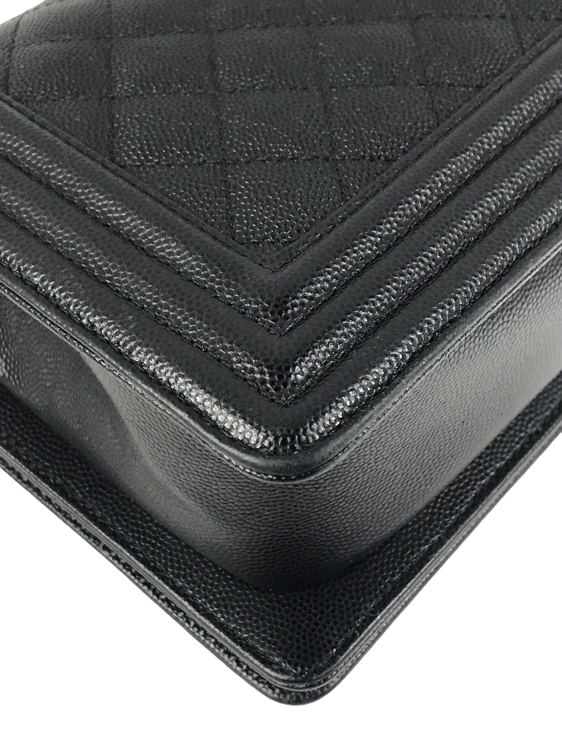 Black Caviar Quilted Old Medium Boy Bag W/RHW