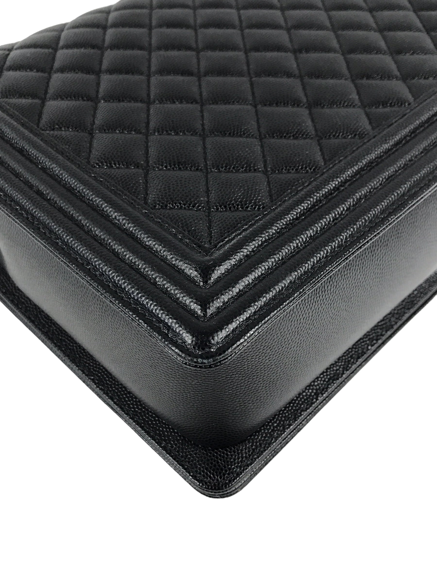 Black Caviar Quilted Large Boy Bag W/AGHW