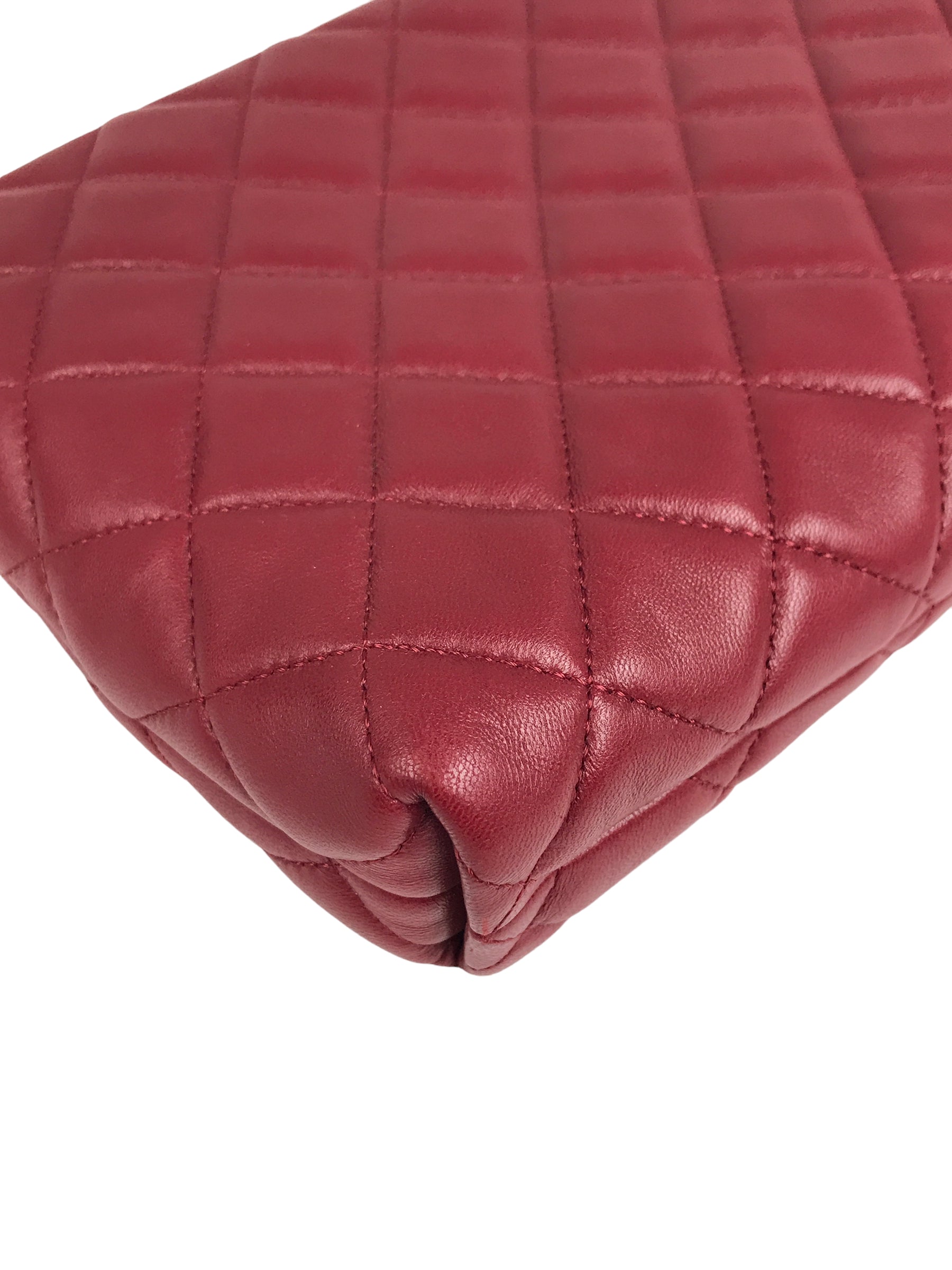Red Quilted Lambskin CC Clutch W/SHW