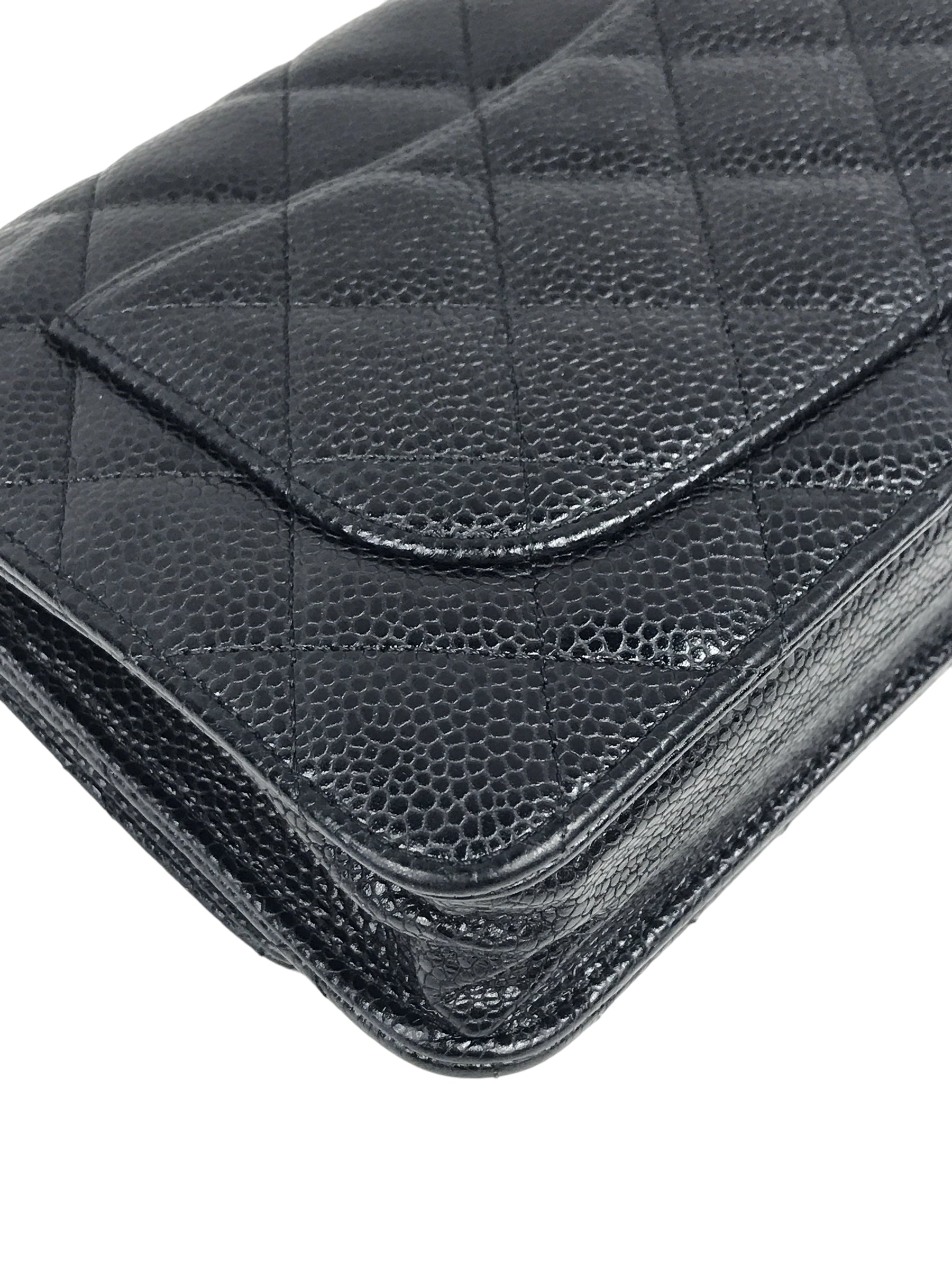 Black Caviar Quilted Wallet On Chain W/GHW