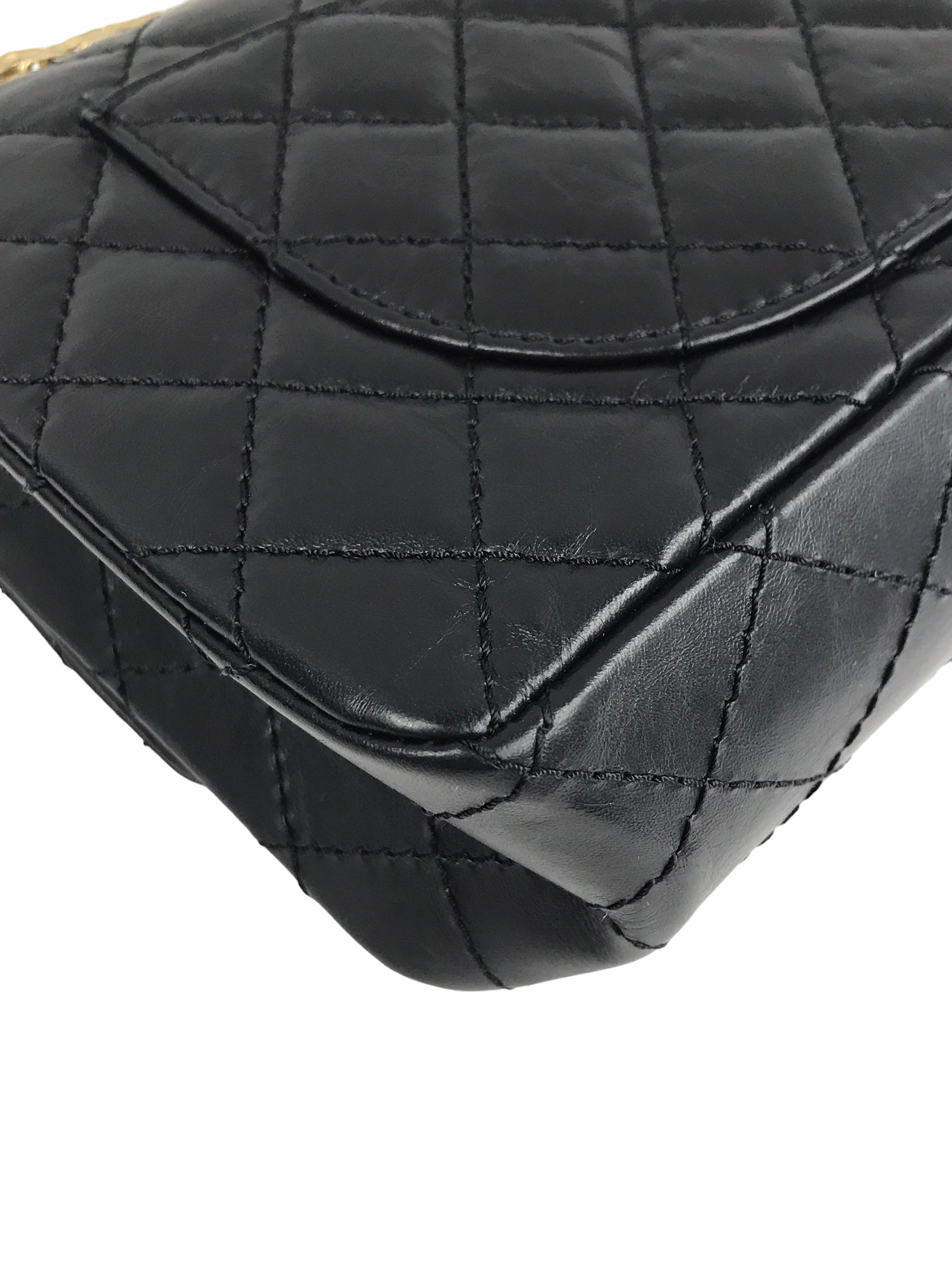 225 Black Quilted Crinkled Aged Calfskin Small Reissue W/AGHW