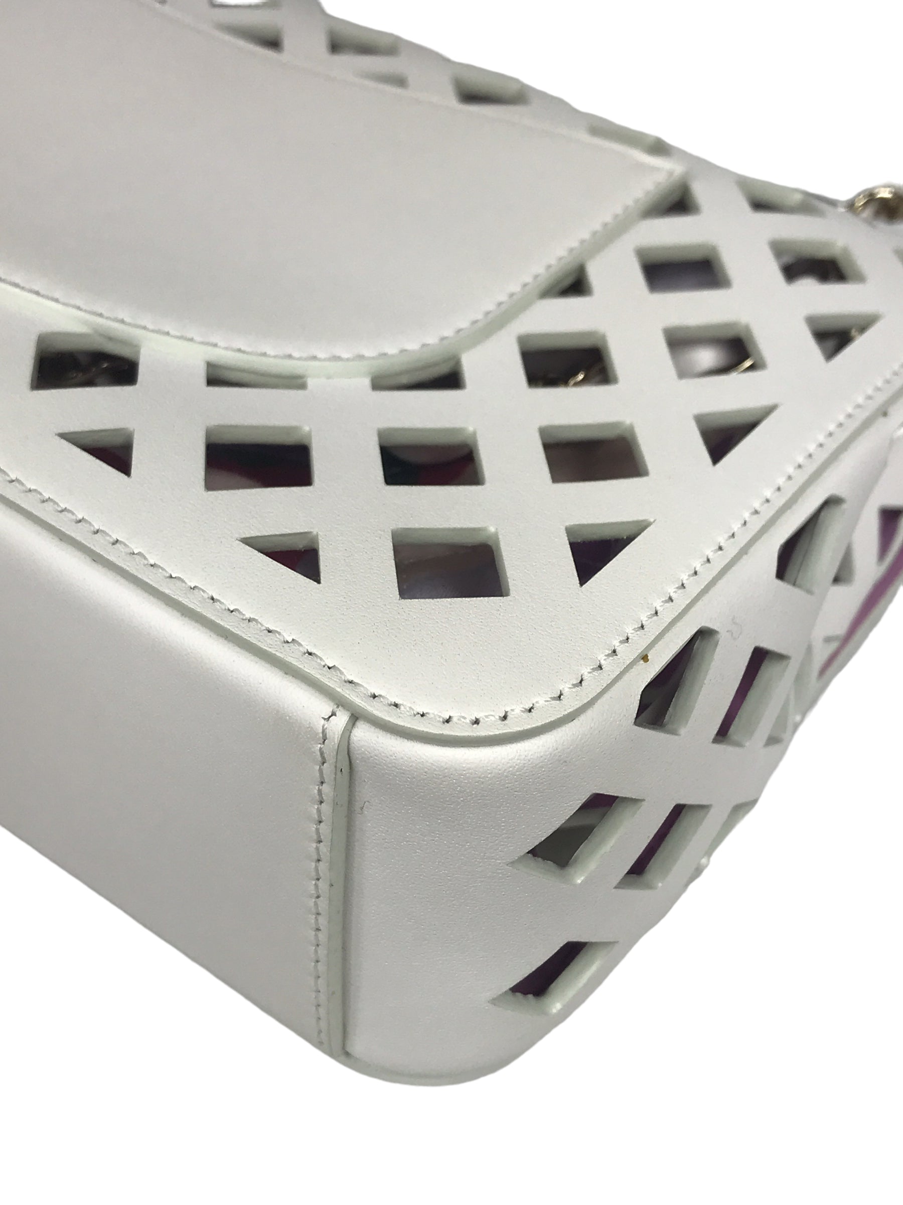 White Leather “See Through” Flap Bag w/GHW