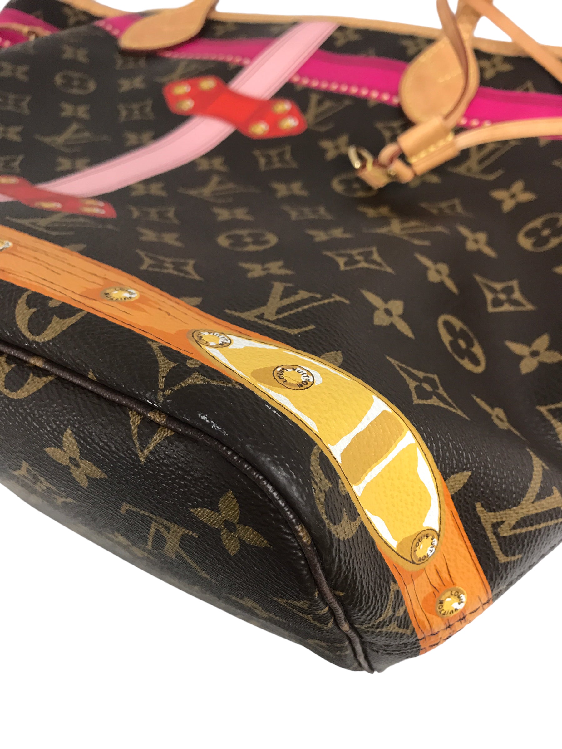 Brown Monogram Canvas “Summer Trunks” Neverfull MM Tote W/GHW- ON LAYAWAY