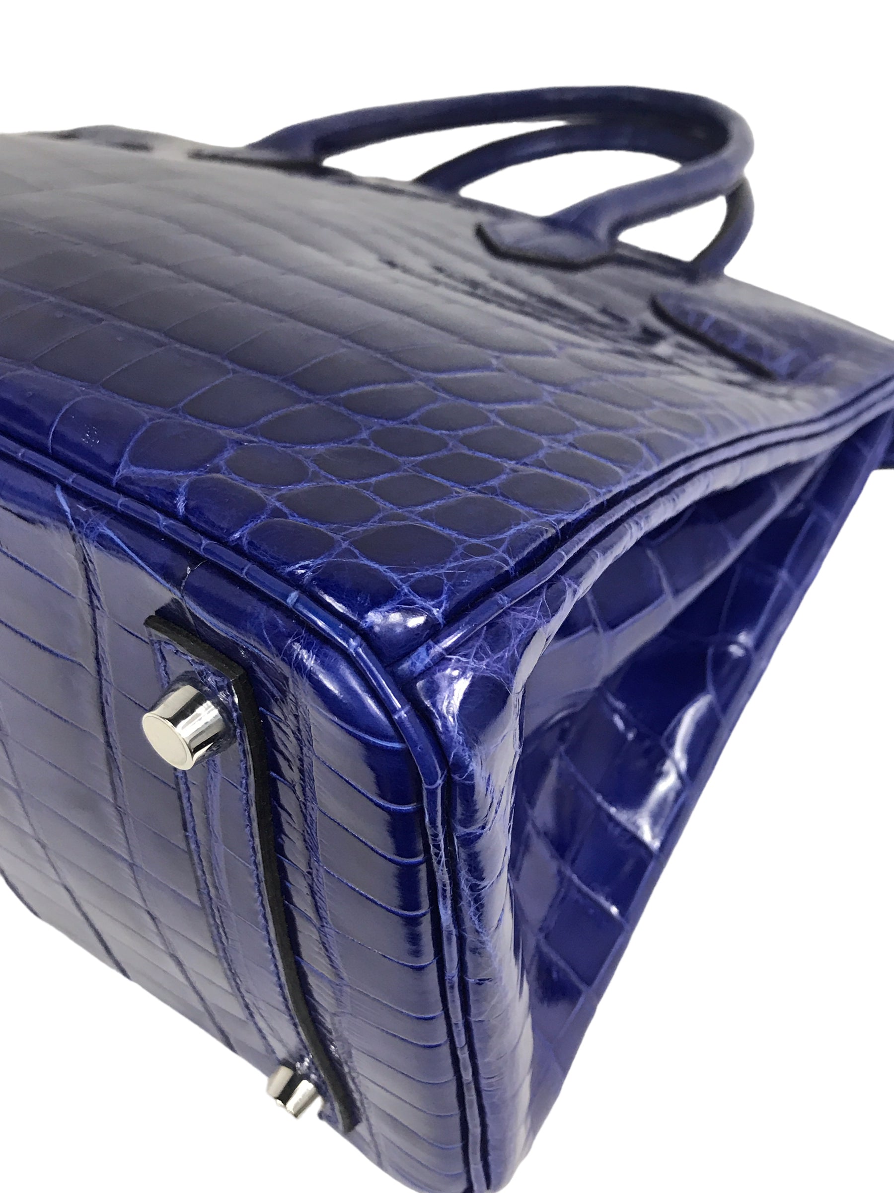 Blue Electric Croc Niloticus Birkin 30 W/ SHW