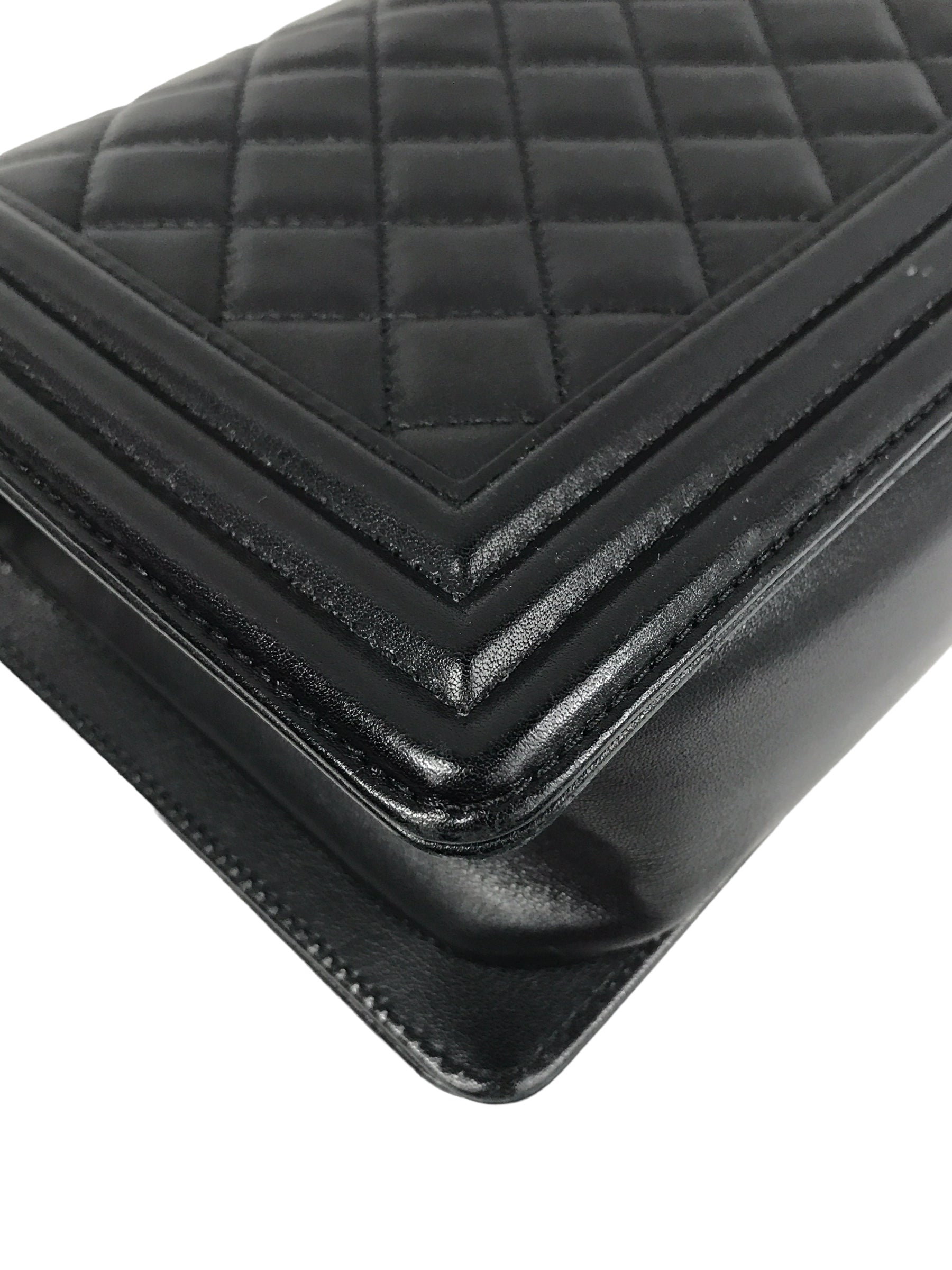 Black Quilted Lambskin Medium Boy Bag W/AGHW