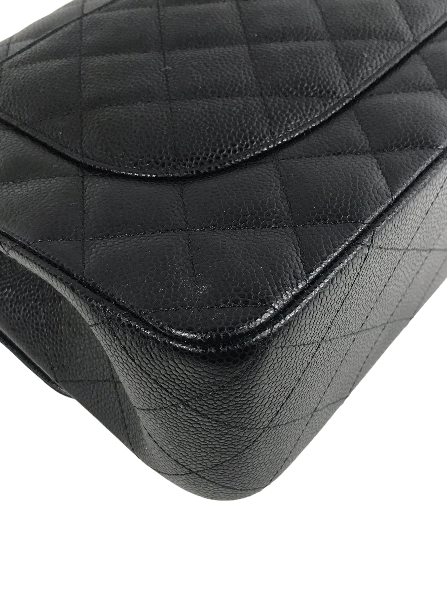 Black Caviar Double Flap Jumbo W/GHW