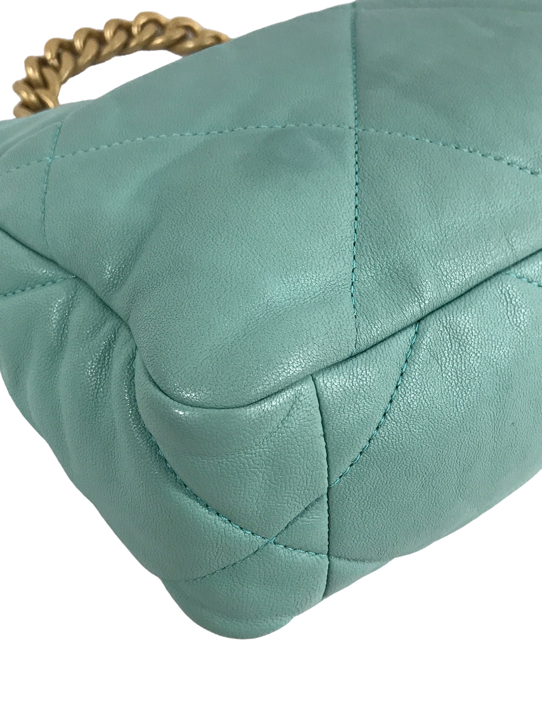 Tiffany Blue Lambskin Small 19 Flap Bag W/SHW/AGHW/RHW