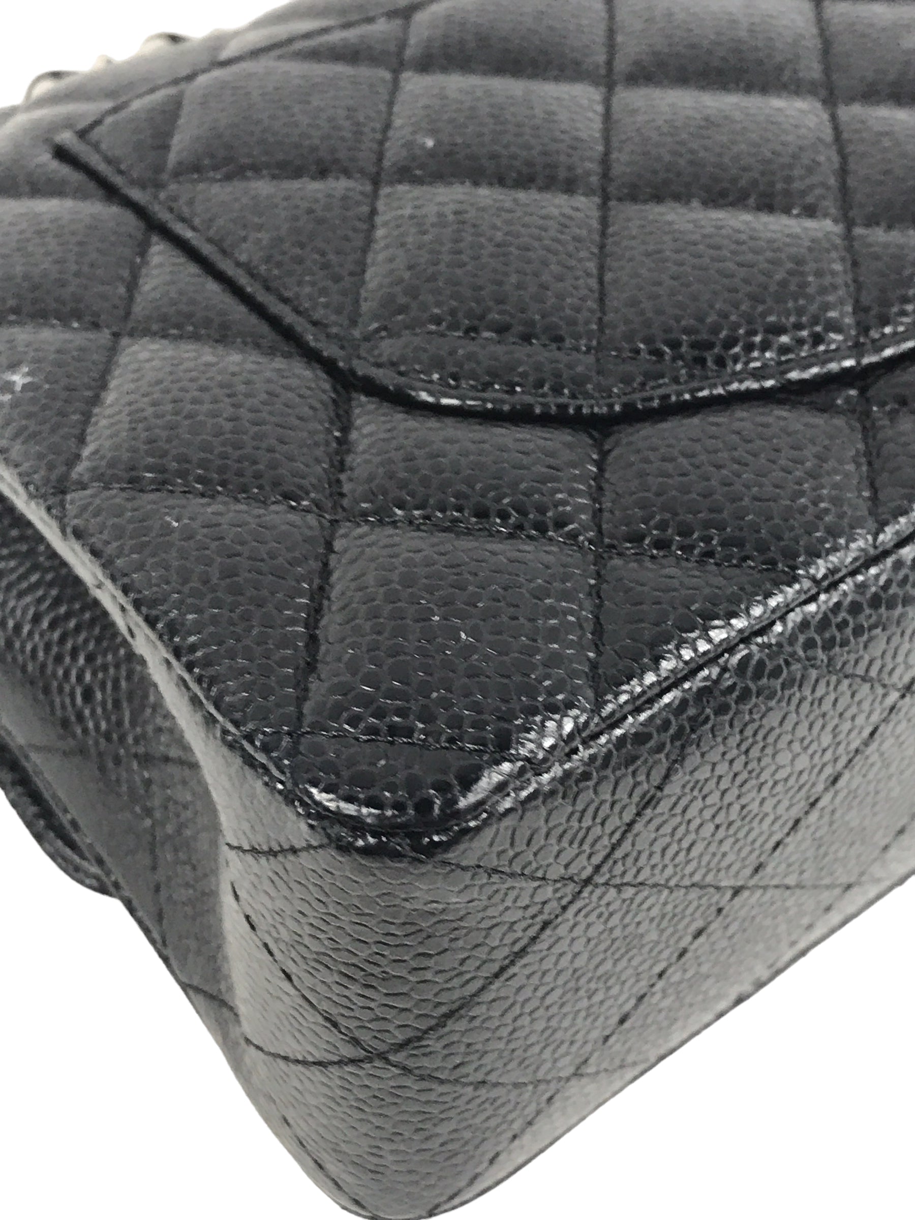 Black Caviar Quilted Small Double Flap Classic Bag w/SHW
