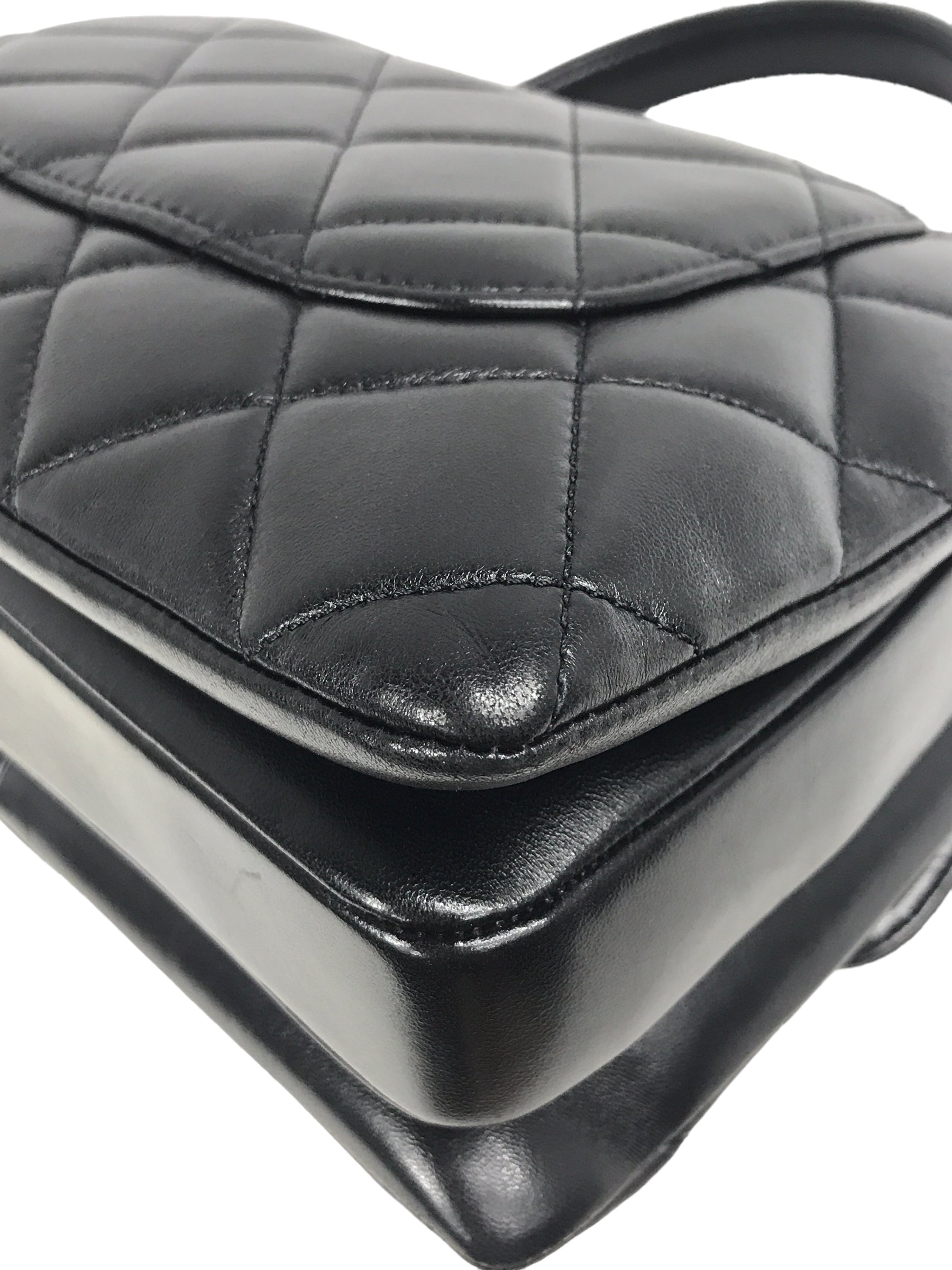 Black Lambskin Quilted Small Trendy W/GHW