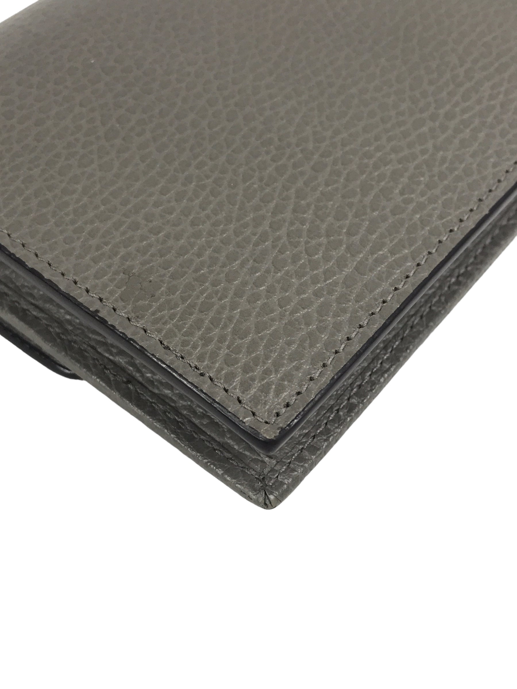 Dove Grey Grained Calfskin Leather Dollar Interlocking GG Wallet On Chain w/GHW