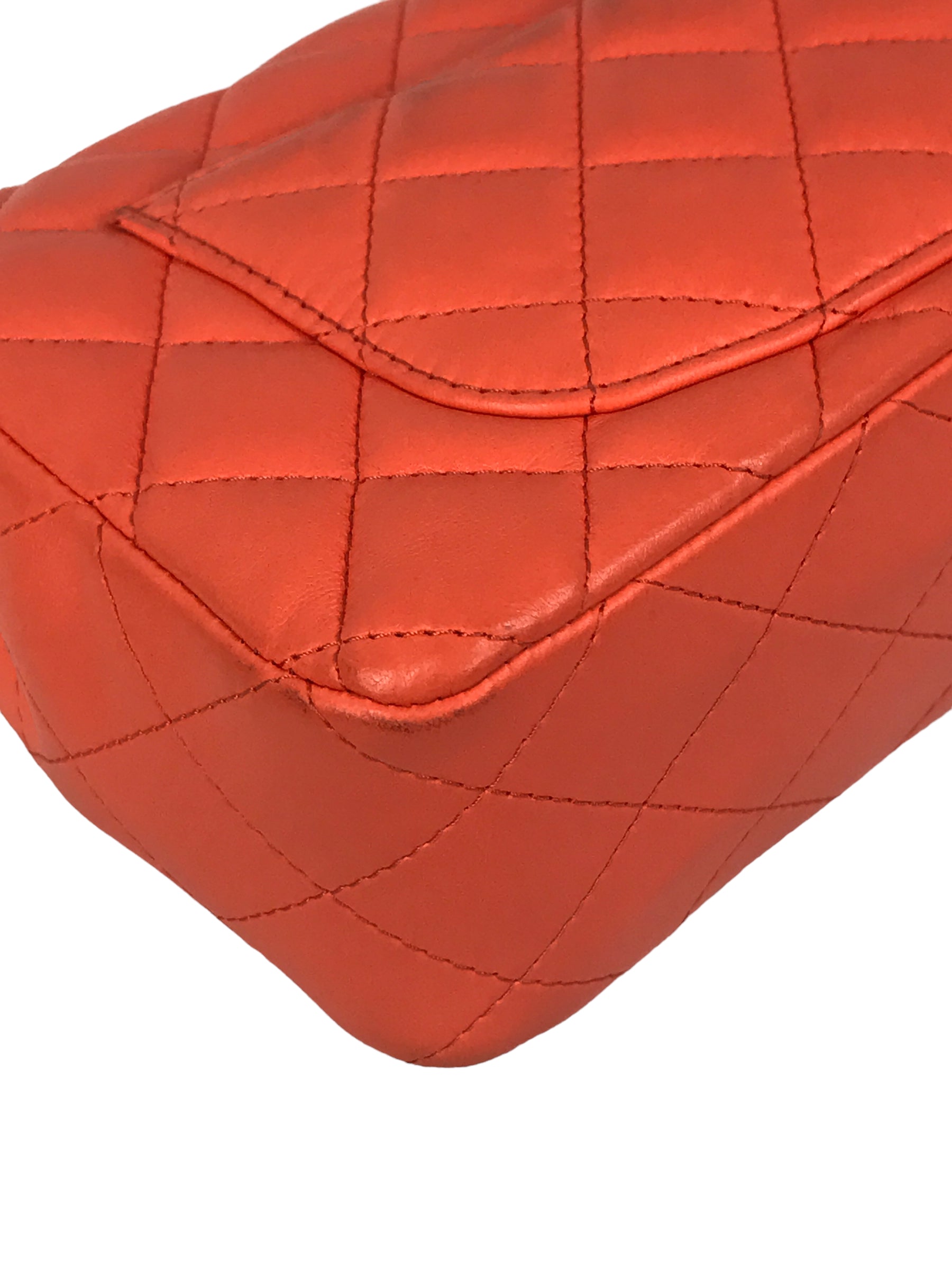 Orange Quilted Lambskin Mini Rectangle w/GHW