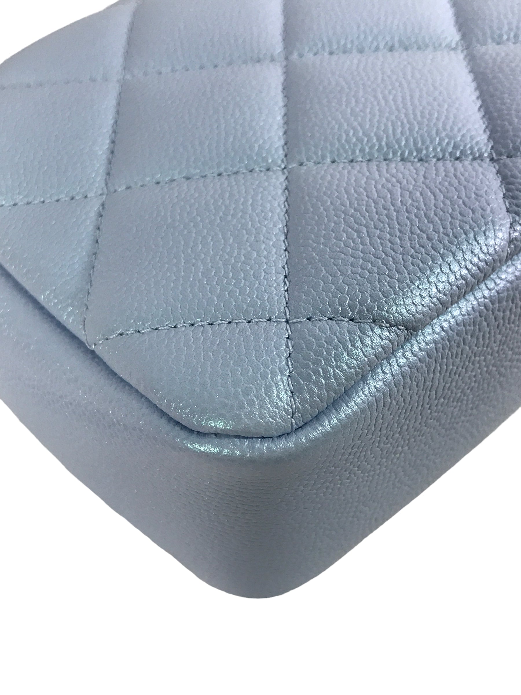 Quilted Caviar Ice Blue 21K Iridescent Mini Square W/AGHW