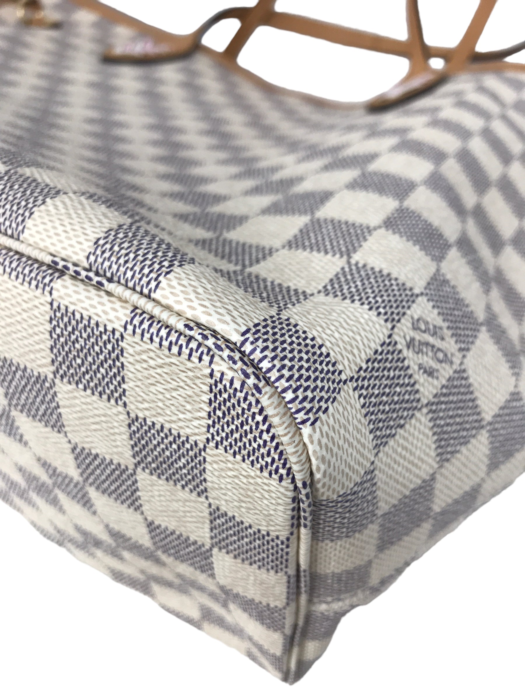 Monogram Coated Canvas Damier Azur Braided Rose Neverfull MM w/GHW