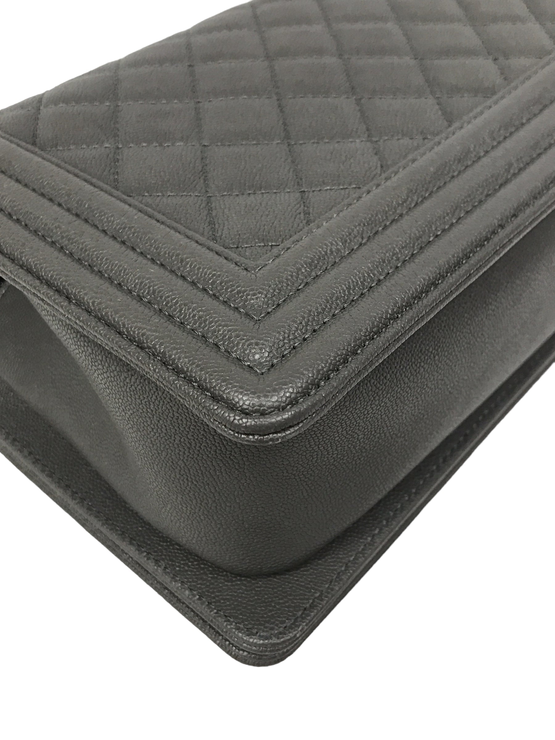 Grey Caviar Quilted Old Medium Boy Bag w/ SHW-ON LAYAWAY