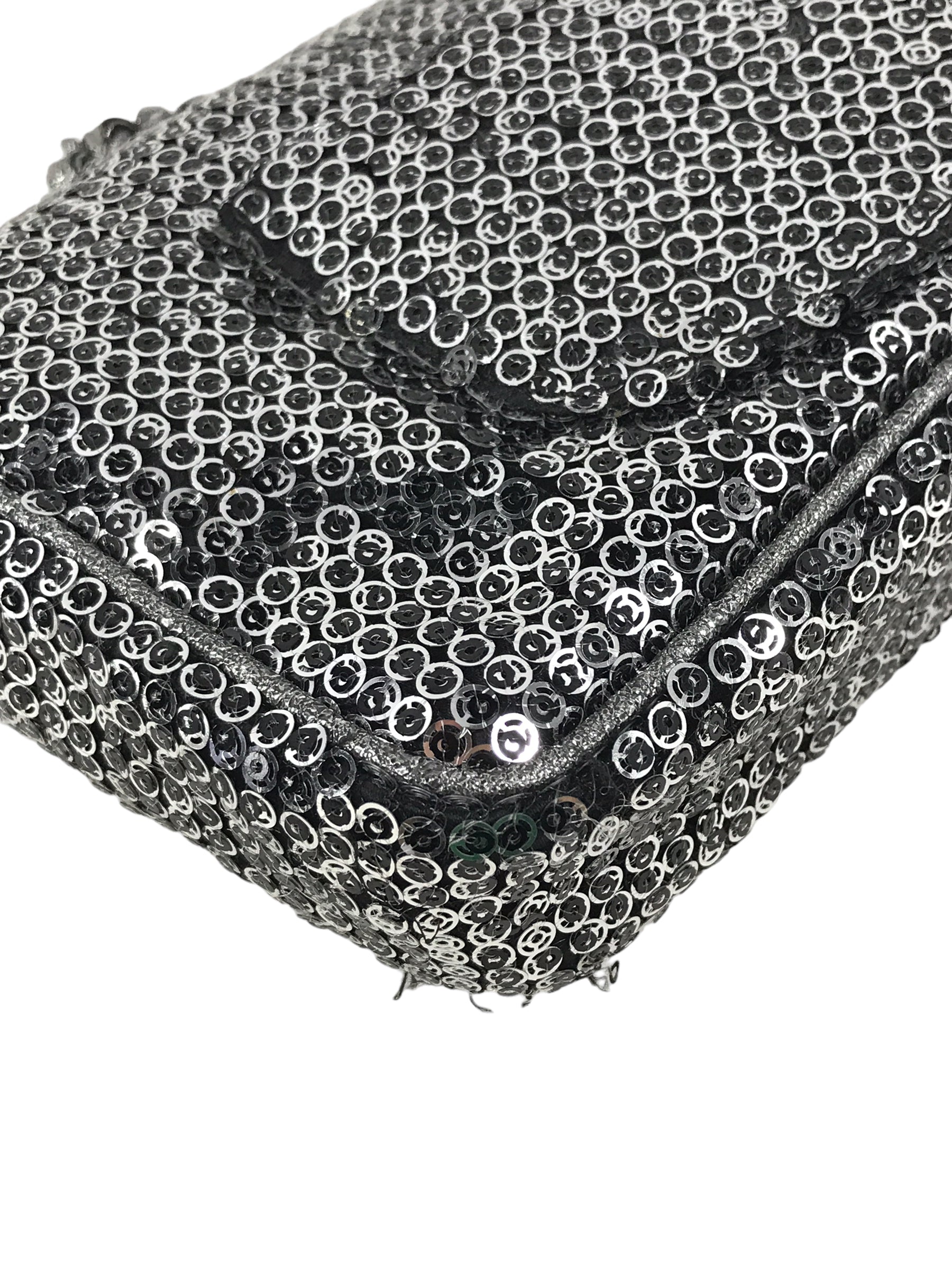 Chanel Vintage Silver/Grey Medium Sequins Flap Bag w/SHW