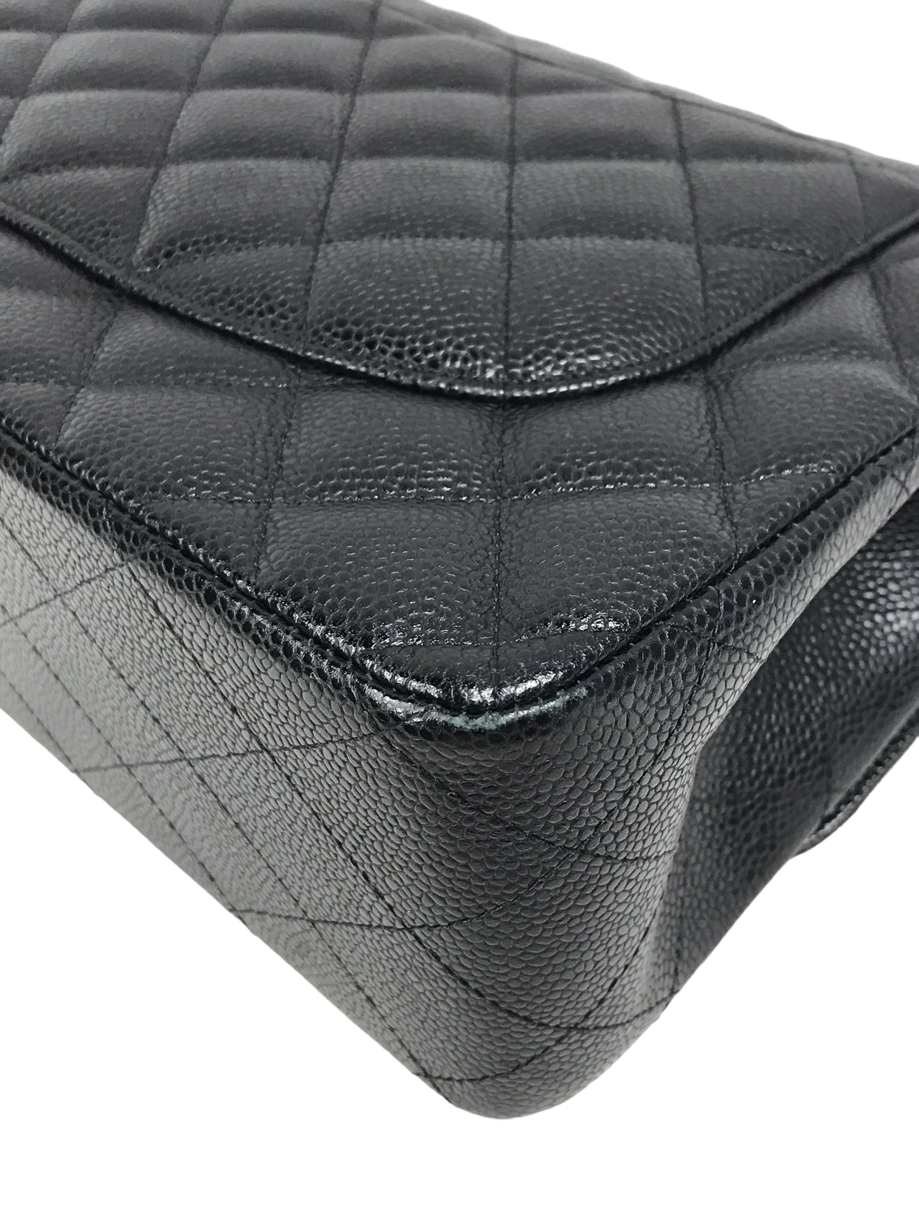 Black Caviar Quilted Double Flap Jumbo w/GHW