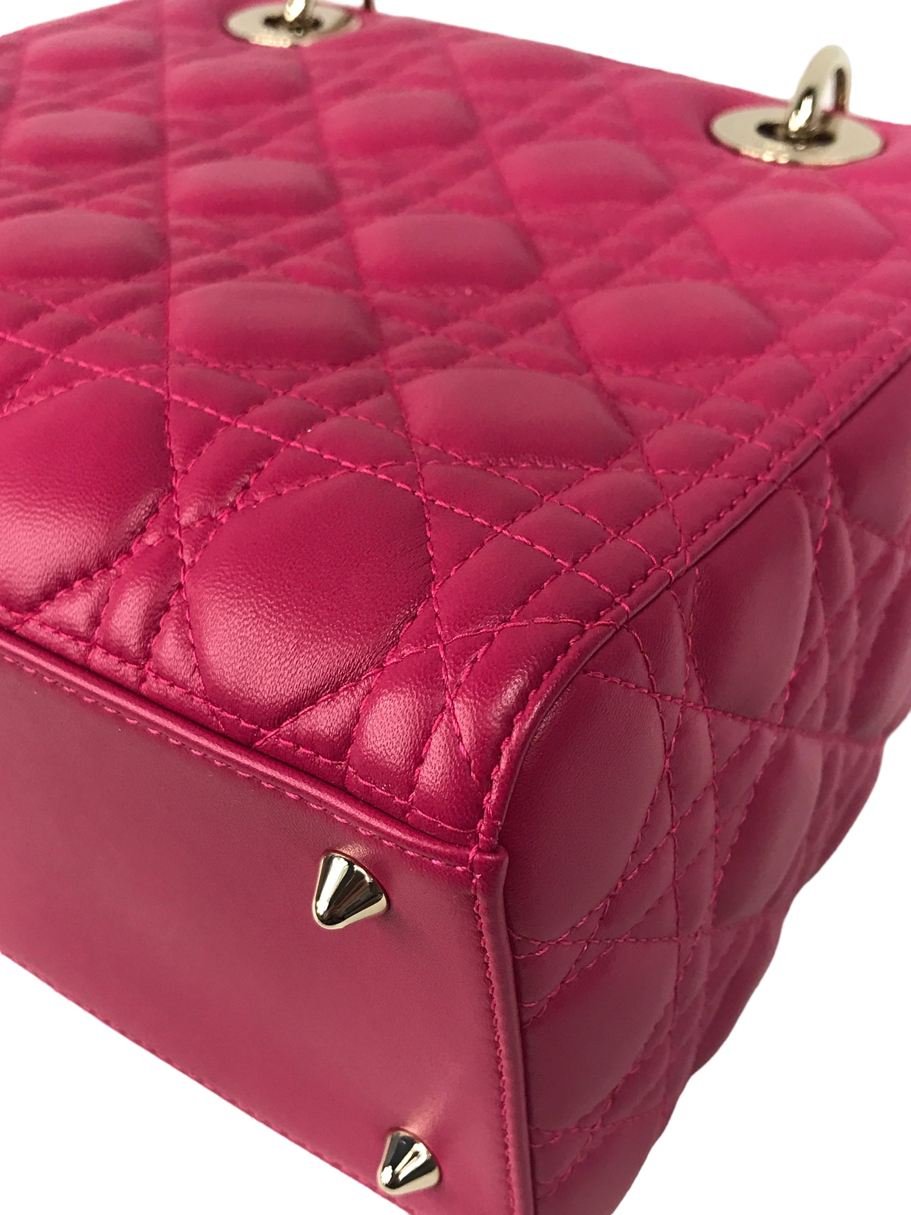 Magenta Medium Lambskin Leather Lady Dior w/GHW